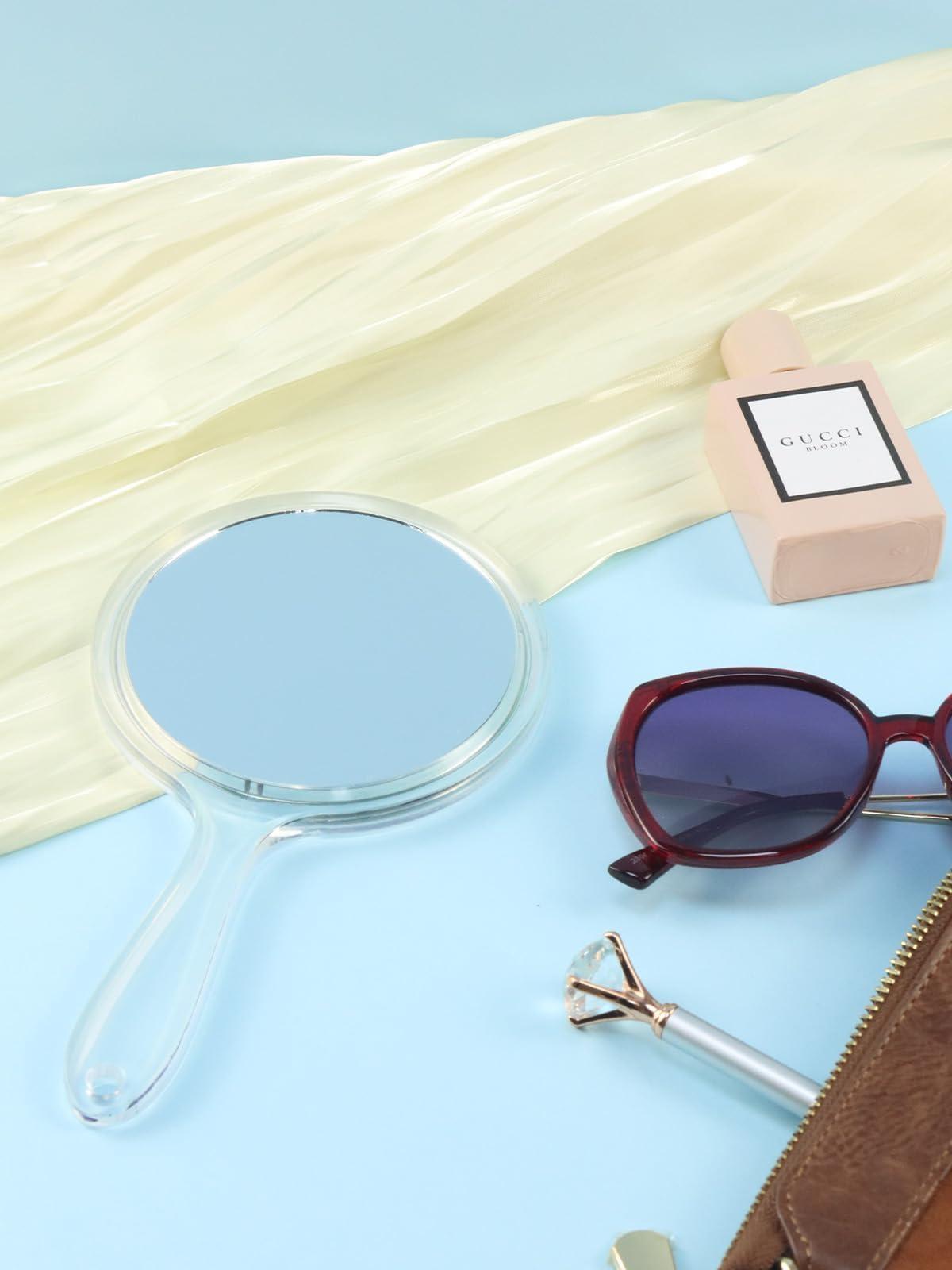 Macaki Hand Mirror, Double-Sided 1X/5X Magnifying Mirror with Handle, Acrylic, 8.3" L x 4.5" W, Clear, Pack of 1 - Image 6
