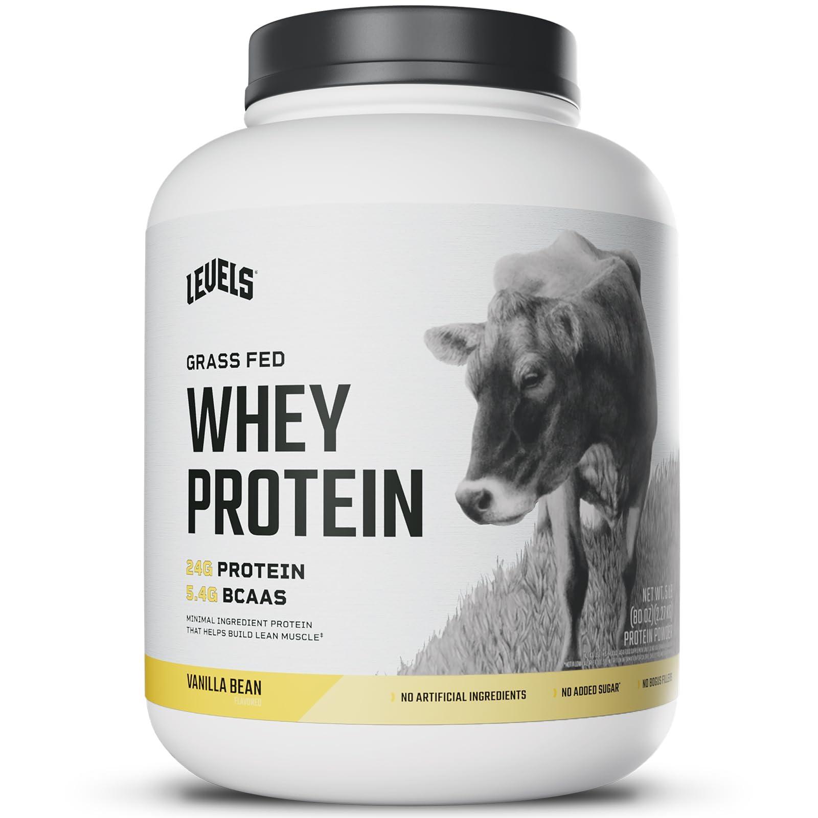 Levels Grass Fed Whey Protein Powder, No Artificials, 24G of Protein, Vanilla Bean, 5LB - Image 1