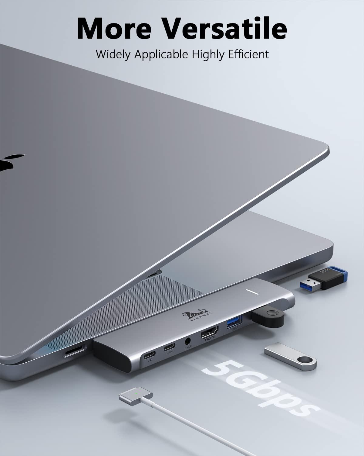 USB C Hub Adapter for MacBook Pro/Air M1M2M3 2022 2021 2020 13"15"16",Multiport MacBook Adapter MacBook Accessories with 4K HDMI,3USB3.0,Audio,100W Thunderbolt-Enabled USB-C,Support MagSafe 3 Charging - Image 7