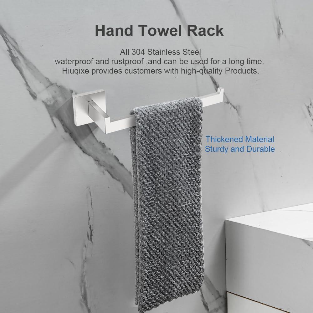5-Piece Brushed Nickel Bathroom Hardware Set, Wall Mounted Thickened 304 Stainless Steel Towel Holder Set, Featuring 23.6" Towel Bar, Hand Towel Rack, Toilet Paper Holder, and 2 Towel Hooks - Image 5