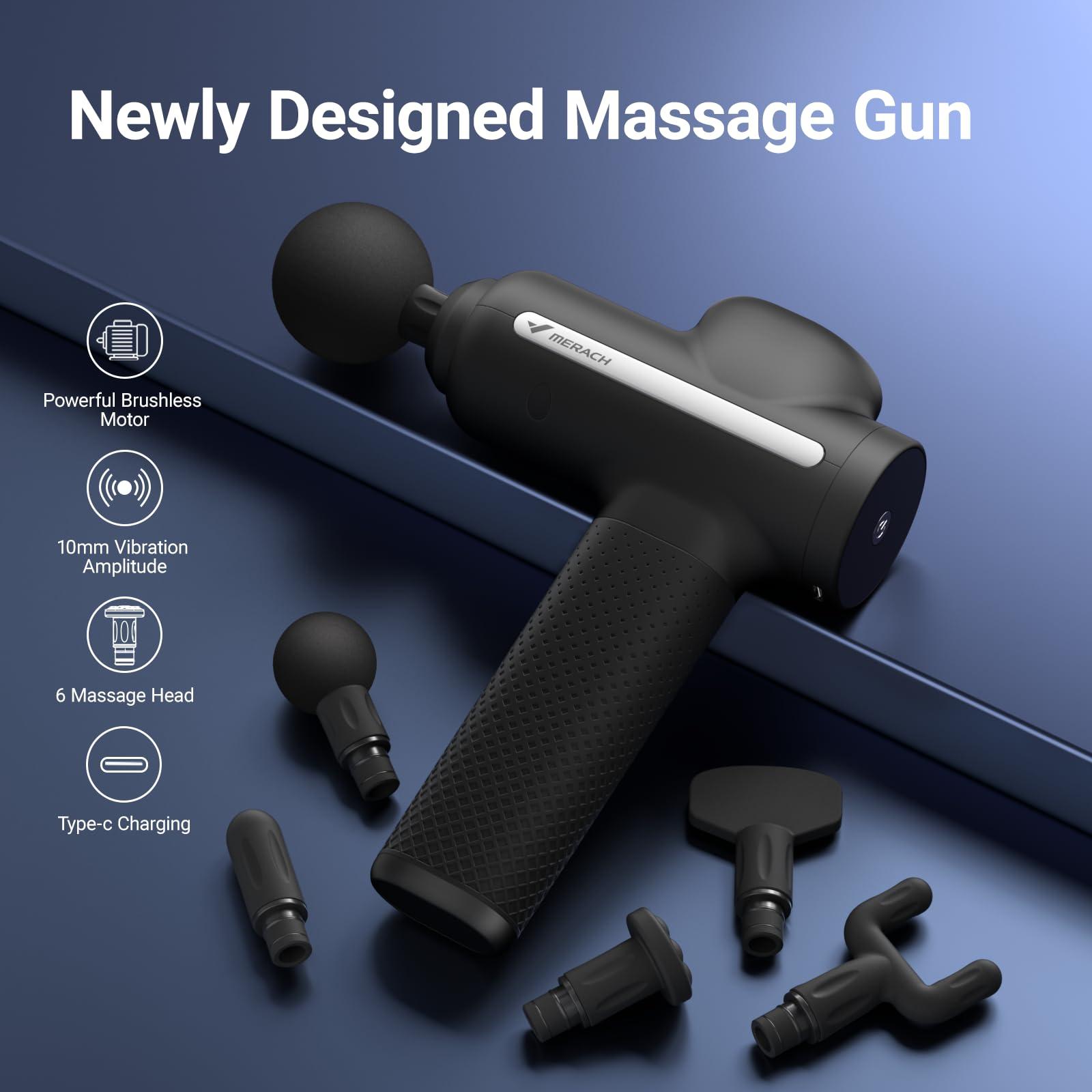 MERACH Massage Gun Deep Tissues, Percussion Massager Tools with 6 Massage Heads, Portable Hand Held Muscle Massagers for Pain Relief Deep Tissue, Cool Gifts for Men and Women - Image 2