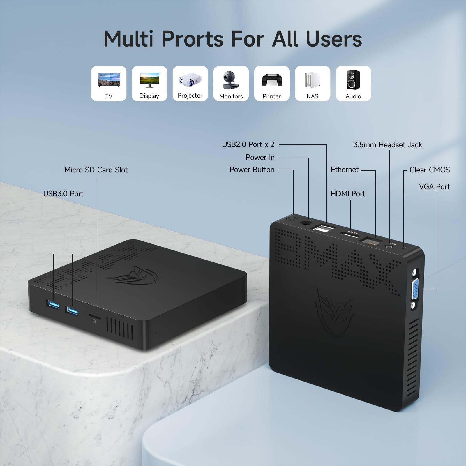Bmax Mini PC B1 Pro 8GB LPDDR4 /128GB eMMC, Intel Gemini Lake N4000 (Up to 2.6 GHz), Support 512GB/2TB M.2 SSD Expansion, 2.4G/5G Dual WiFi BT4.2, 4K Dual Display Micro Computer - Image 6