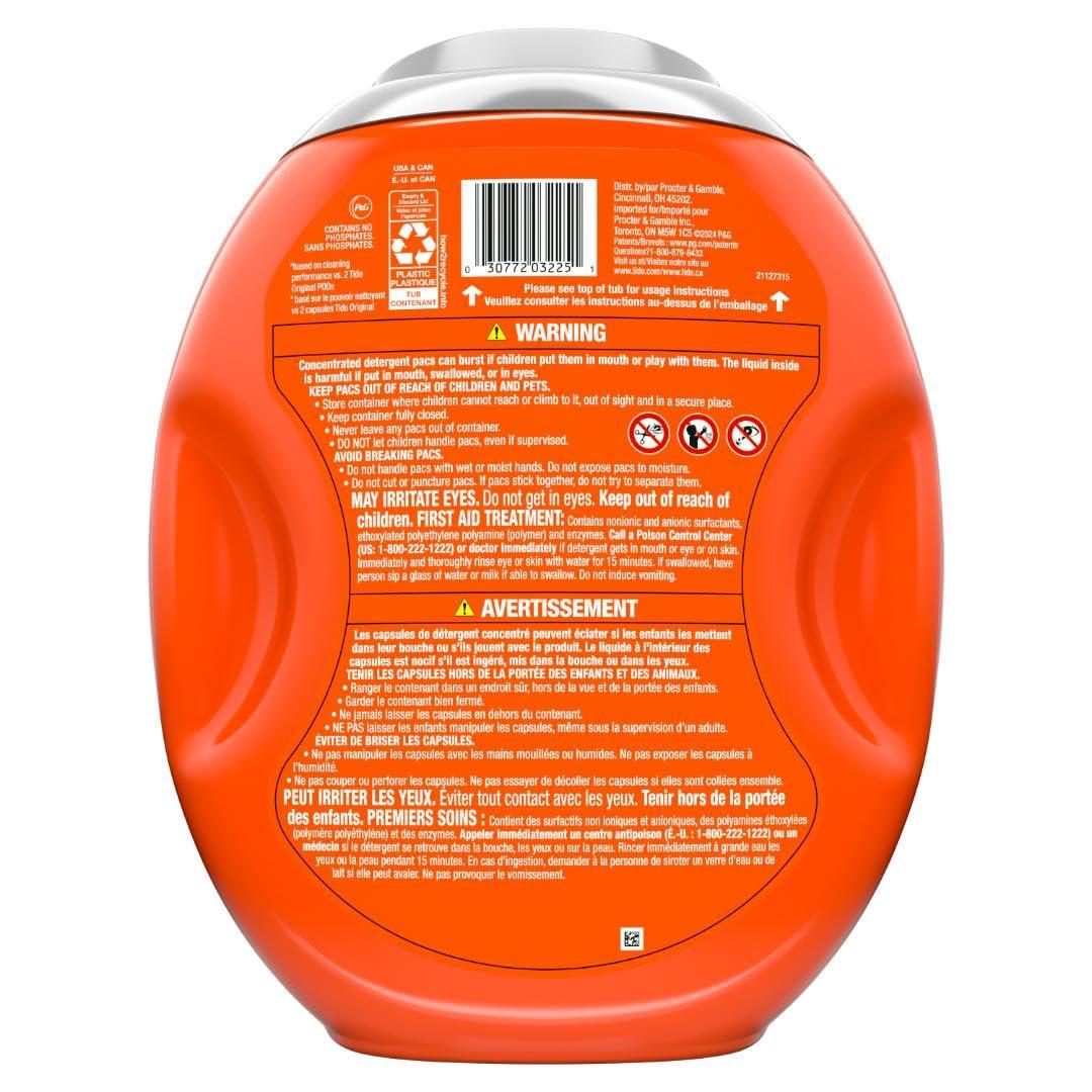 Tide Ultra OXI Power PODS with Odor Eliminators Laundry Detergent Pacs 63 Count For Visible and Invisible Dirt - Image 11