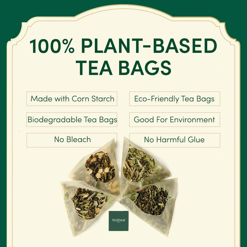 VAHDAM, Assorted Chai Tea Bags Sampler (5 Flavors, 20 Ecofriendly Pyramid Tea bags) I Gift Ideas for Women & Men | Masala Chai Tea Varieties from India | Gluten Free & Non GMO | Gifts for Him/Her - Image 2