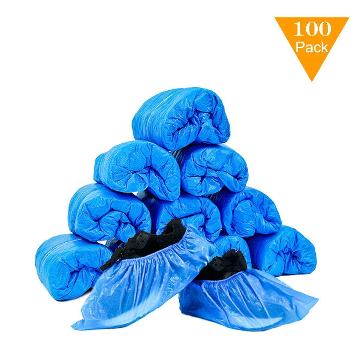 JIAQUAN 100 Pack (50 Pairs) Disposable Plastic Shoe Covers & Boot Covers Waterproof Non-slip for Construction, Workplace, Indoor Carpet Floor Protection,One Size Fits Most. - Image 7