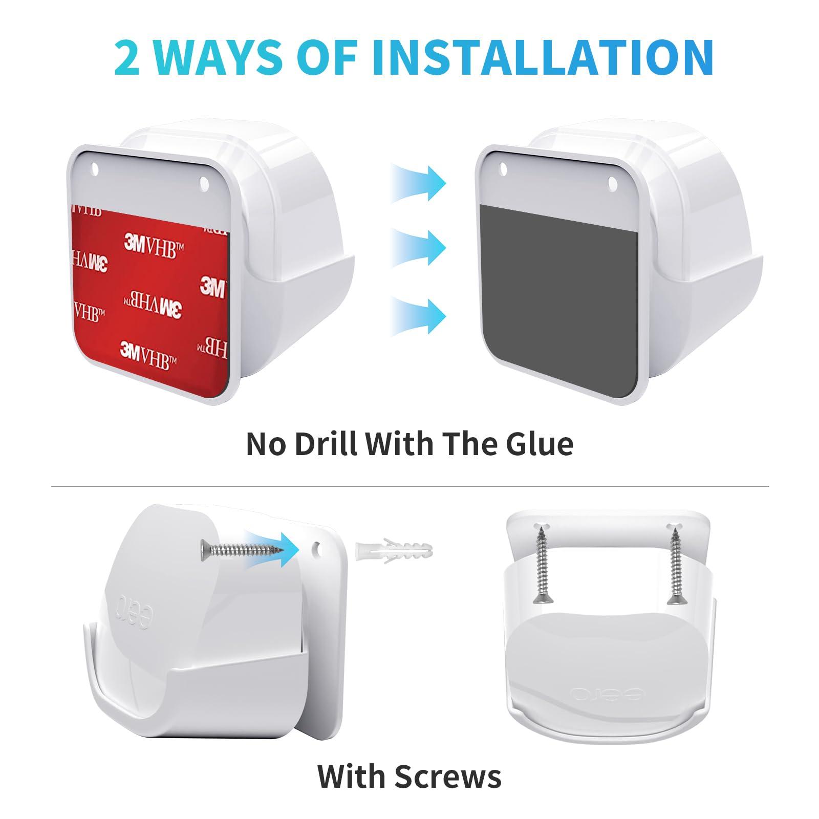 2Pack Wall Mount Holder for eero 6 Plus 6+ and eero 6 Router Mesh Wi-Fi System,Wall Mount Stand Bracket for eero 6 Plus and eero 6 tri-Band Mesh,Wall Bracket for eero 6+ Extender Router Wire Organizer - Image 5