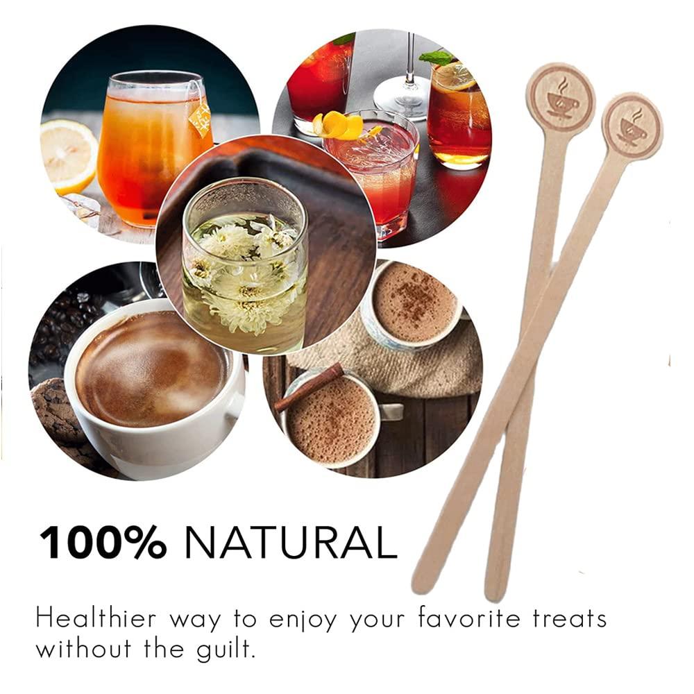 Coffee Stirrers Stir Sticks Wooden Beverage Mixer with Round Ends,Disposable Environmentally Friendly Biodegradable Cafe Grade Beverage Stir Sticks for 6 Inch Coffee Milk Cocktail Tea (100) - Image 4