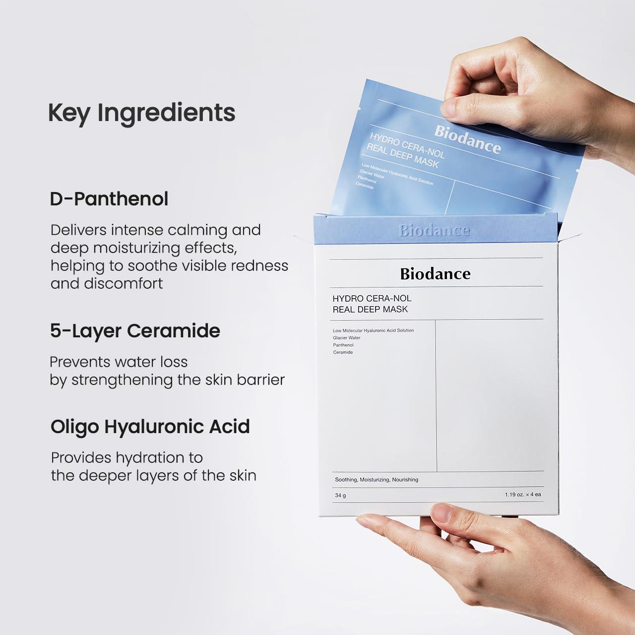 BIODANCE Hydro Cera-nol Real Deep Mask, Overnight Hydrogel Mask, Hydrating Facial Mask For Sensitive Skin, Redness Reducing & Quick Soothing Effect, 1.19oz(34g) x 4ea - Image 7