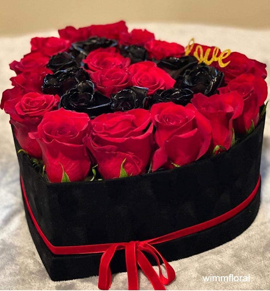 UNIKPACKAGING Premium Quality Heart Shaped Velvet Flower Boxes, SET OF 3, Gift Boxes for Luxury Flower and Gift Arrangements, with Lids, (Black) - Image 3