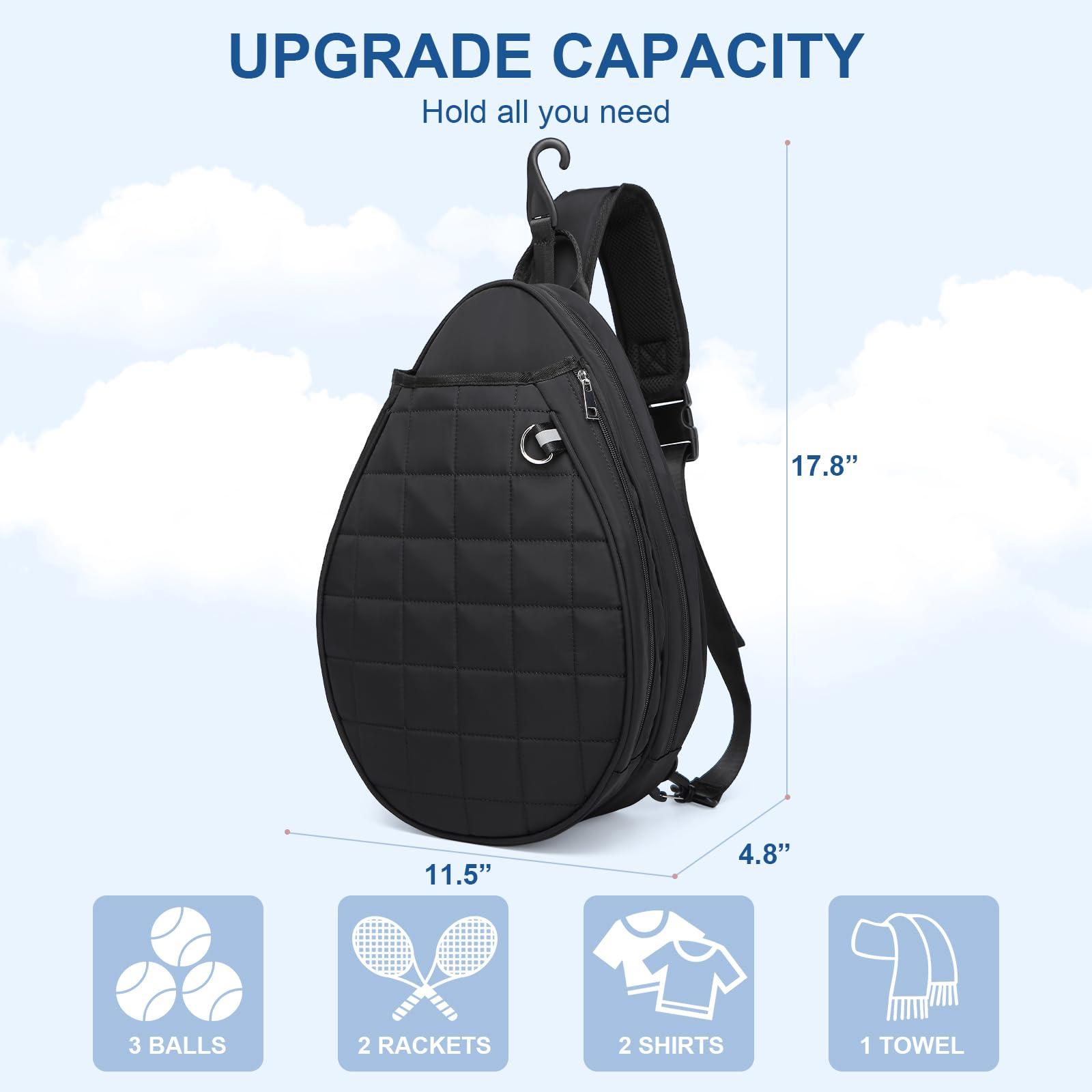 KAVIGOR Tennis Bag, Tennis Backpack Holds 2 Rackets, Quilted Crossbody Sling Bag, Waterproof Pickleball Bags with Safety Pocket for Women and Men - Image 4