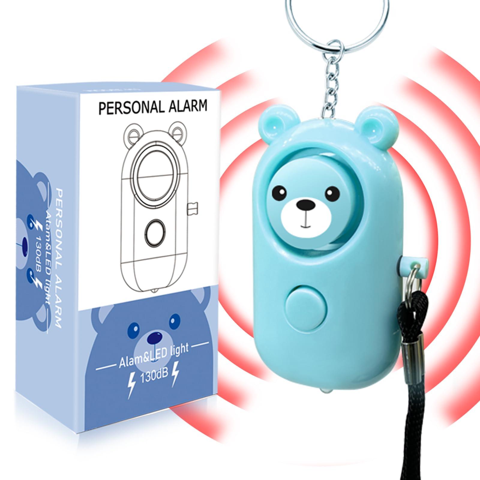 Personal Alarm Keychain - 130dB Safety Self Defense for Women Girl Kids Elderly, Multi-Function with LED Light, Cute Portable Security Safe Sound Siren (Cyan)