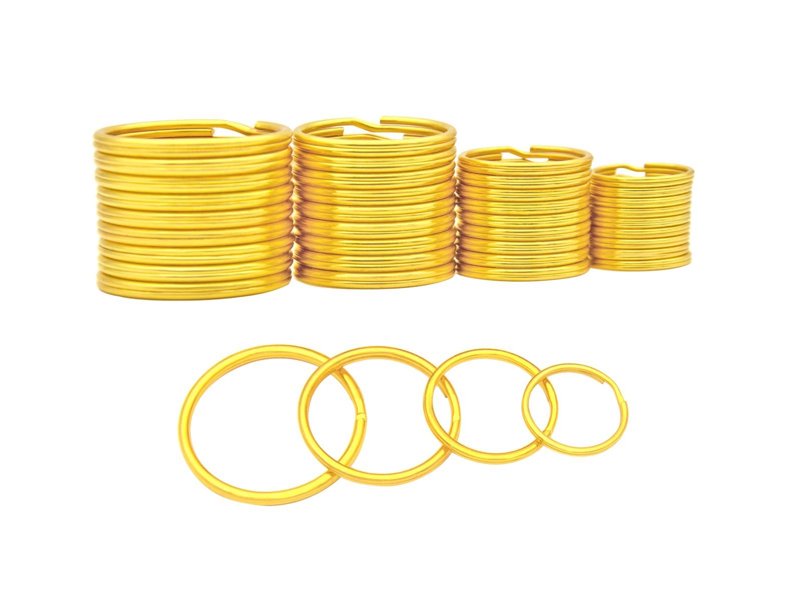 Key Ring Keychain Assorted in 4 Sizes Metal Golden Round Split Key Chains Rings for Home Car Dog Tag Office Lanyards Keys Attachment Pack of 40pcs
