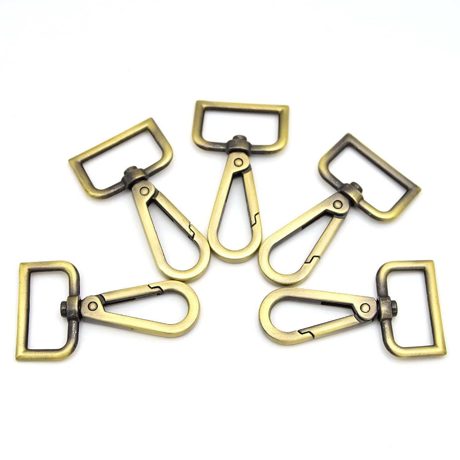 MELORDY 15 Pcs Metal Swivel Lobster Clasp Claw Push Gate Snap Hooks for DIY Crafts Keychain Purse Handbag Making (Brass,1 inch)