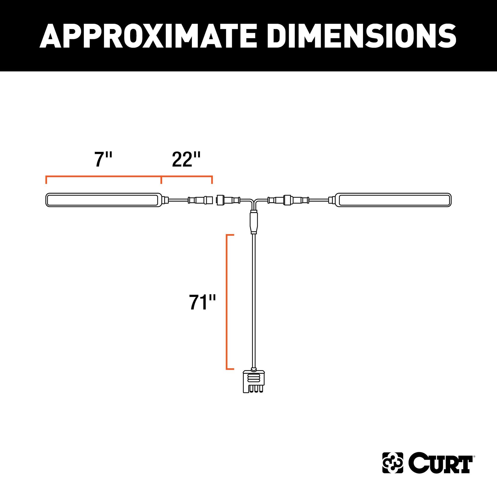 CURT 53201 Auxiliary Automotive LED Light Strips for Hitch Cargo Carrier, Bike Rack, 2-Pack - Image 2