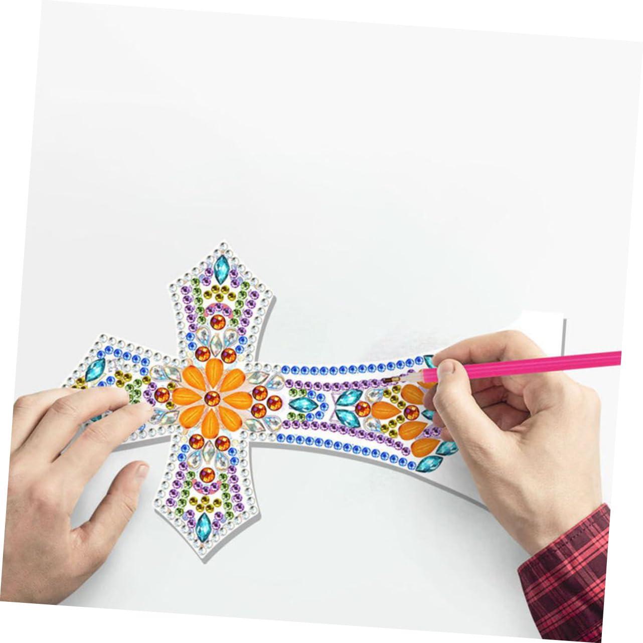 DOITOOL Cross Lamp Cross Light DIY Rhinestones Painting Crafts Religious Decorative Table Lamp Bedside Lamp Nursery Room Light Sleep Night Light Desk Shaped Drill Decorations - Image 7