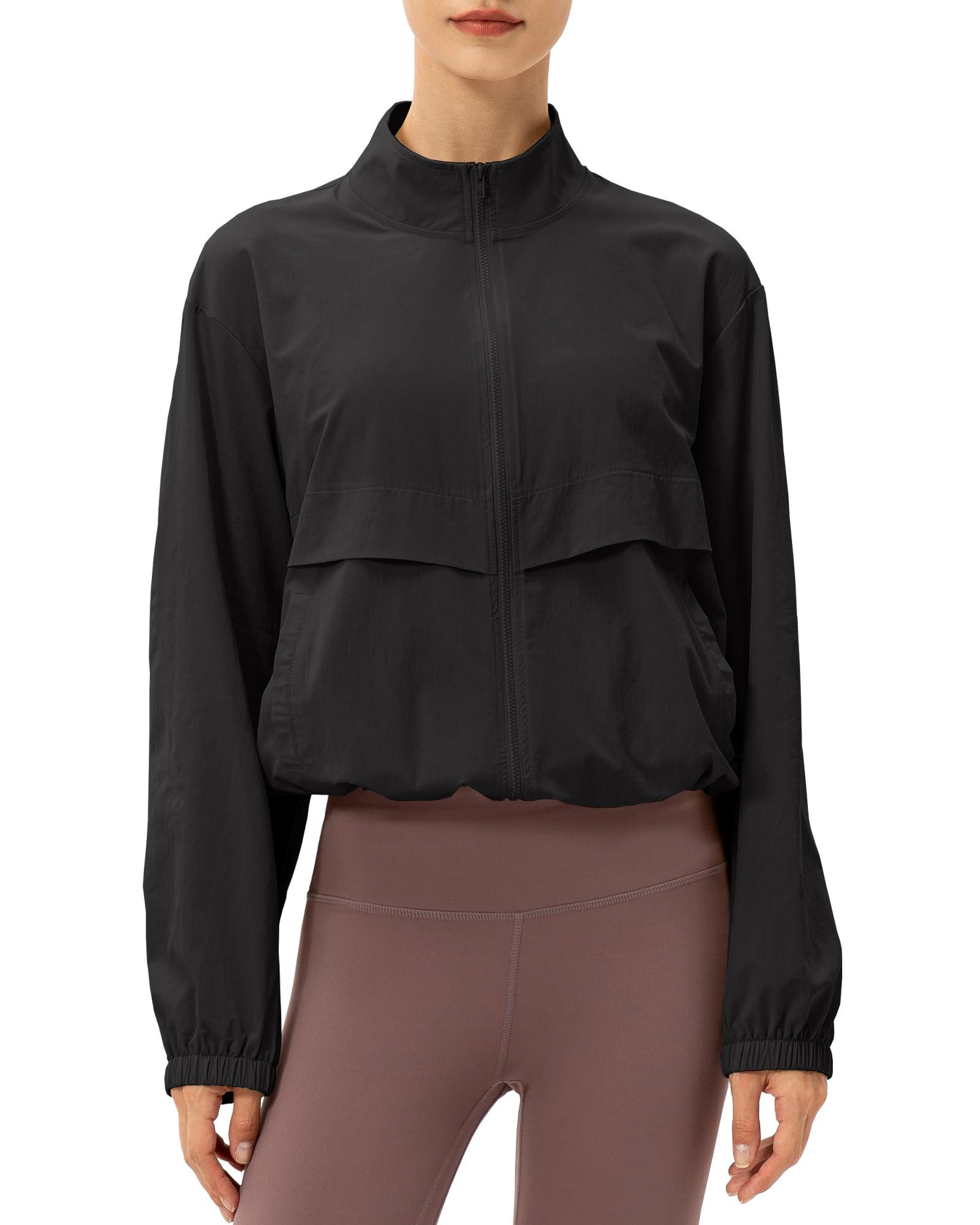 Locachy Women's Lightweight Zip Up Athletic Jacket Stand Collar Windproof Sun Protection Workout Outdoor Jacket