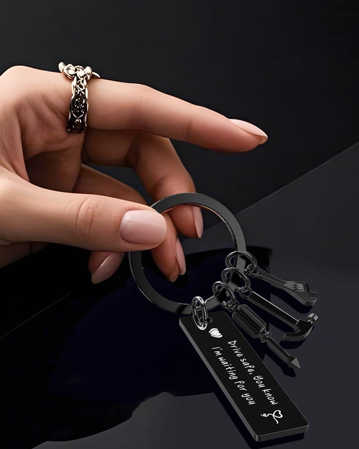iXular Christmas Stocking Stuffers For Men, Drive Safe Keychain for Boyfriend Husband Brothers,Gifts for Men Him Dad - Image 7