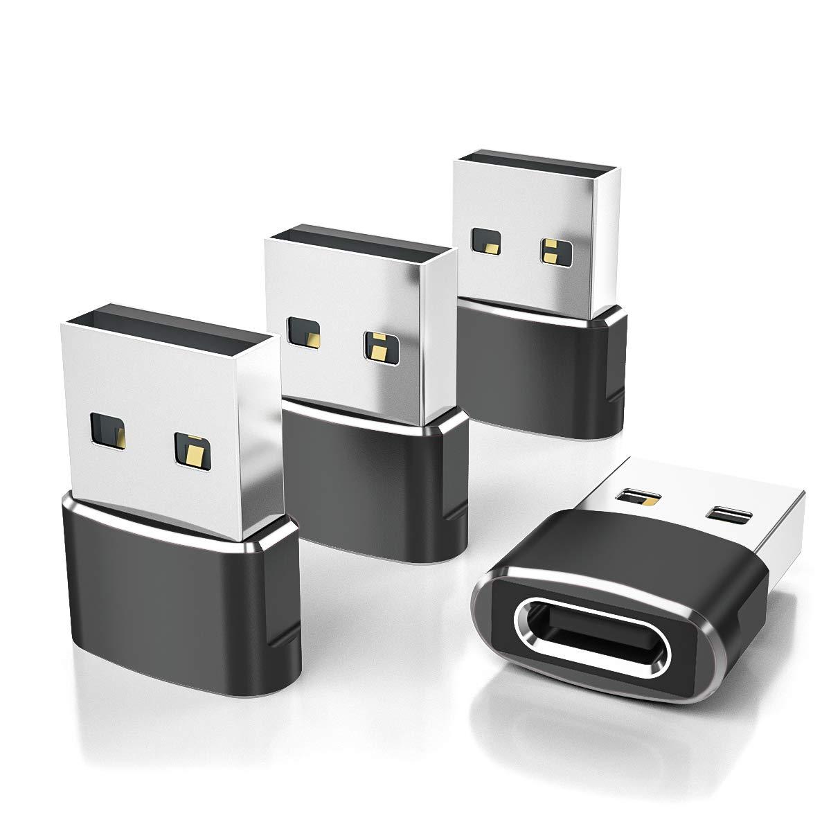 Elebase USB to USB C Adapter 4 Pack,USBC Female to A Male Car Charger,Type C Converter for iPhone 16 16e Pro Max,15 14 13 12 Plus,Apple Watch,Airpods,Compatible for Nintendo Switch,Samsung Galaxy S25