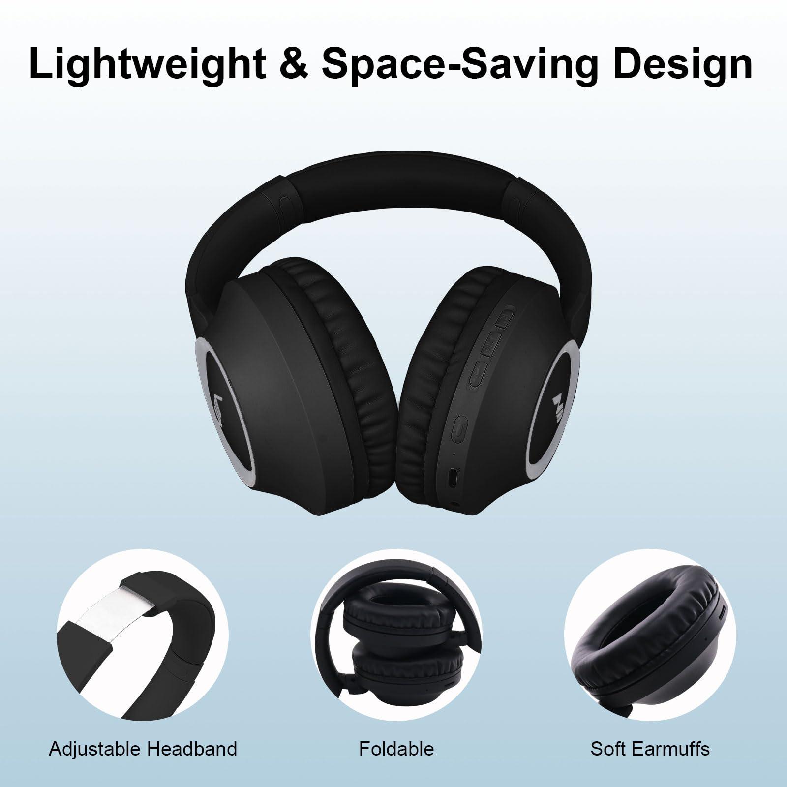 XuanGui Over Ear Bluetooth Headphones, Foldable Wireless Headphones with 20H Playtime HiFi Stereo, Bluetooth 5.3, FM/TF for Home Office Travel NX200, Black - Image 5