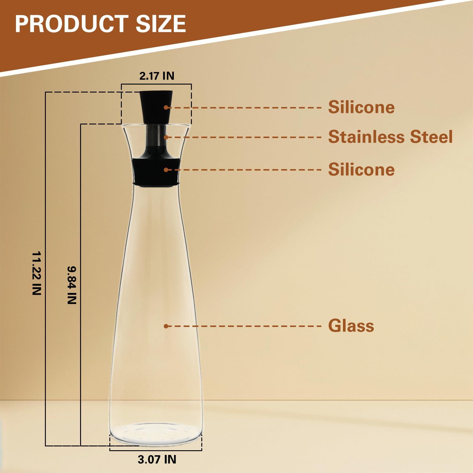 Qaskwaer Olive Oil Dispenser Bottle, Cooking Oil Dispenser for Kitchen with Stainless Steel Pourers, 17oz/350 ml, 1PACK, Glass - Image 3