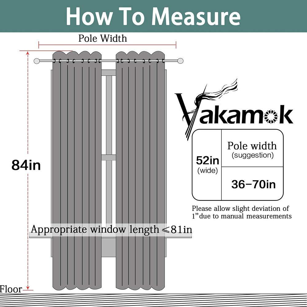 Yakamok Room Darkening Gray Blackout Curtains, Light Blocking Thermal Insulated Grommet Drapes for Bedroom Living Room, 52W x 84L, Grey Curtains, 2 Panels, 2 Tie Backs Included - Image 2