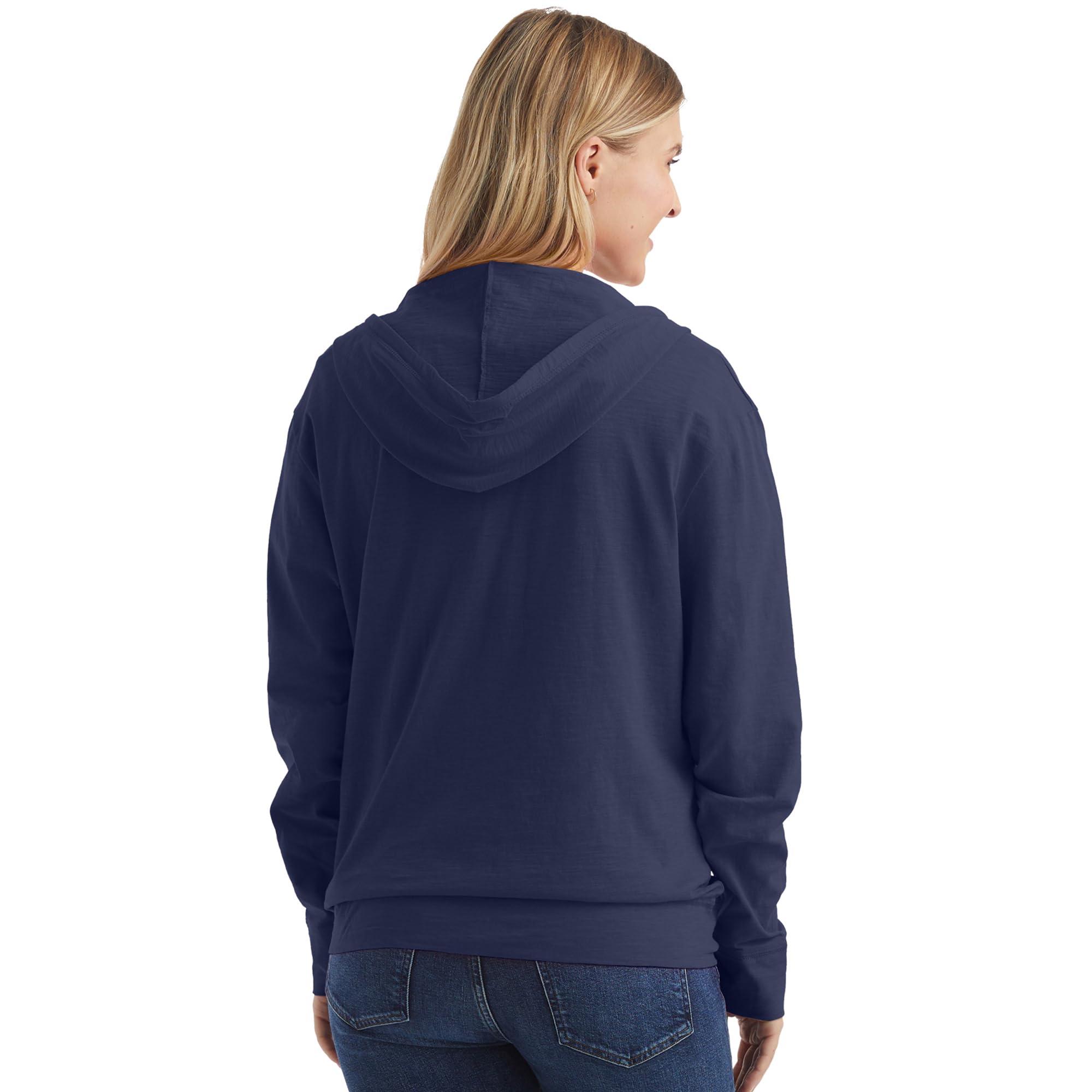 Hanes Women’s Slub Knit Full-Zip Hoodie, Textured Cotton Zip-Up T-Shirt Hoodie for Women - Image 2