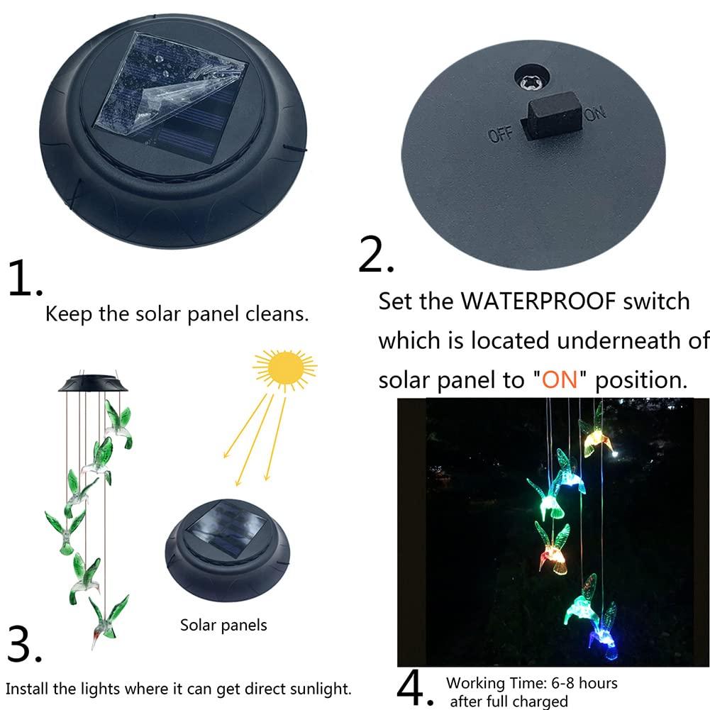 Hummingbird Solar Chimes,Unique Birthday Gifts for Women/Mom/Grandma,Best Idears Grardening - Image 3