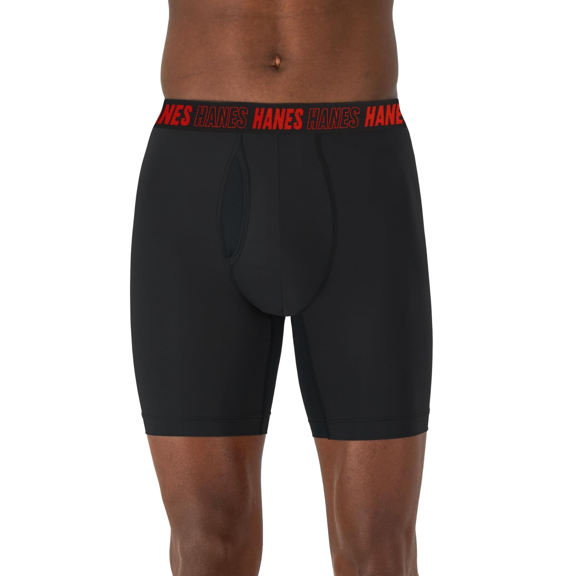 Hanes Men's Moves Performance Boxer Brief, Total Support Pouch, Regular, Trunk, and Long Leg, 3-Pack - Image 2