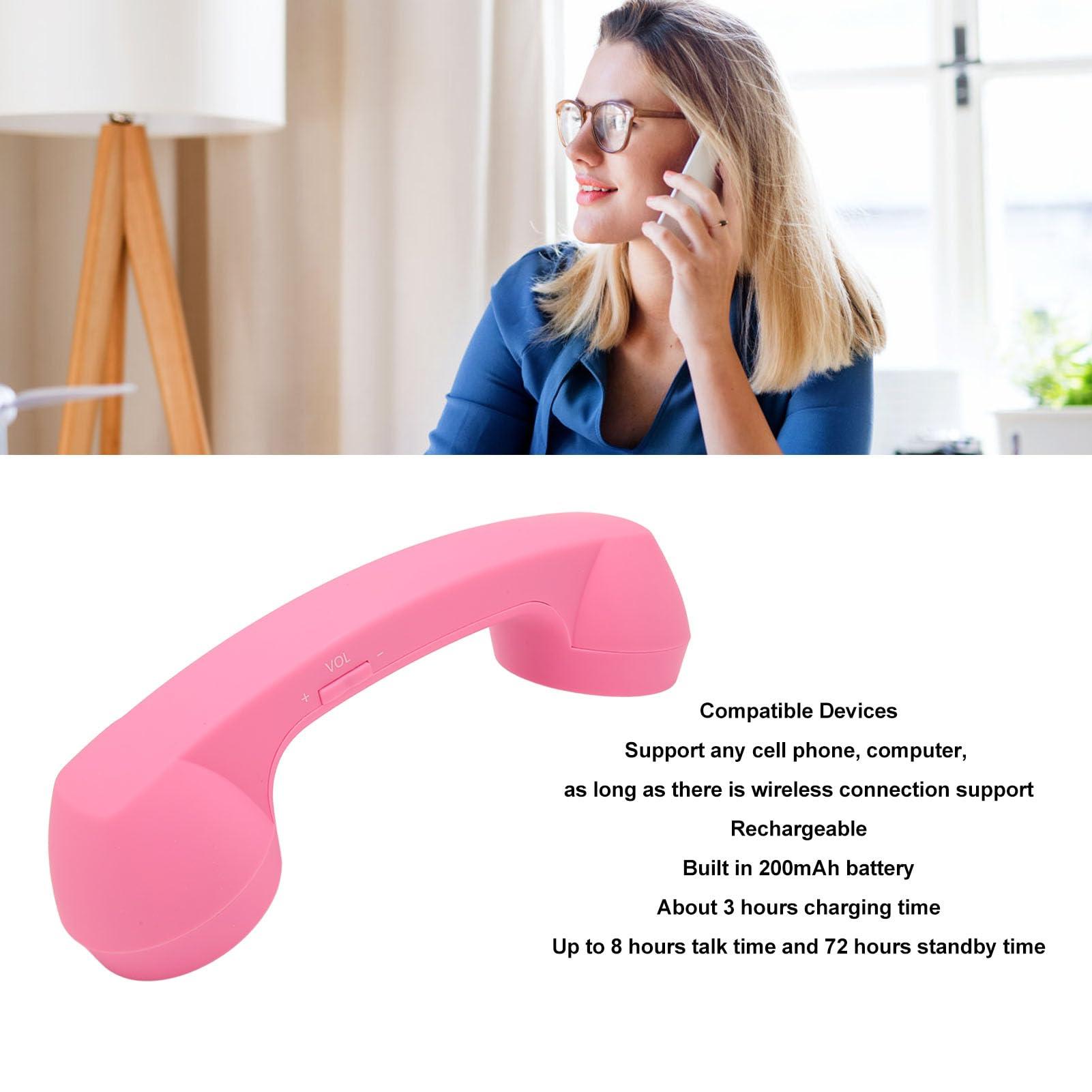 Retro Telephone Handset, Mobile Phone Radiation Proof Telephone Handset Receiver for a Mobile Phone with Comfortable Call (Pinks) - Image 2