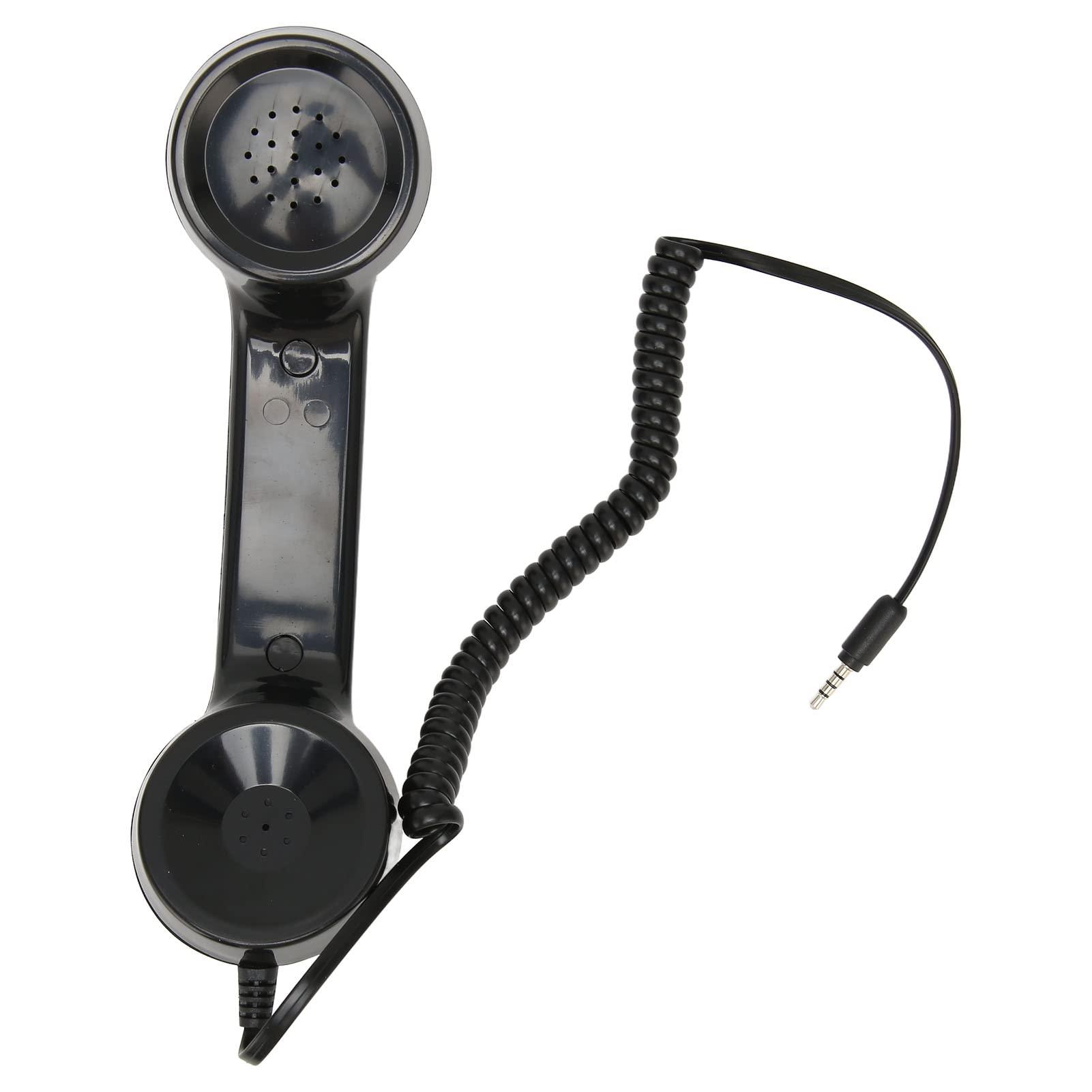 Retro Phone Handset, One Touch Answer, Radiation Proof 3.5mm Sound Plug with 1m Coiled Cord, Suitable for All Smartphones and Computers (Black) - Image 6