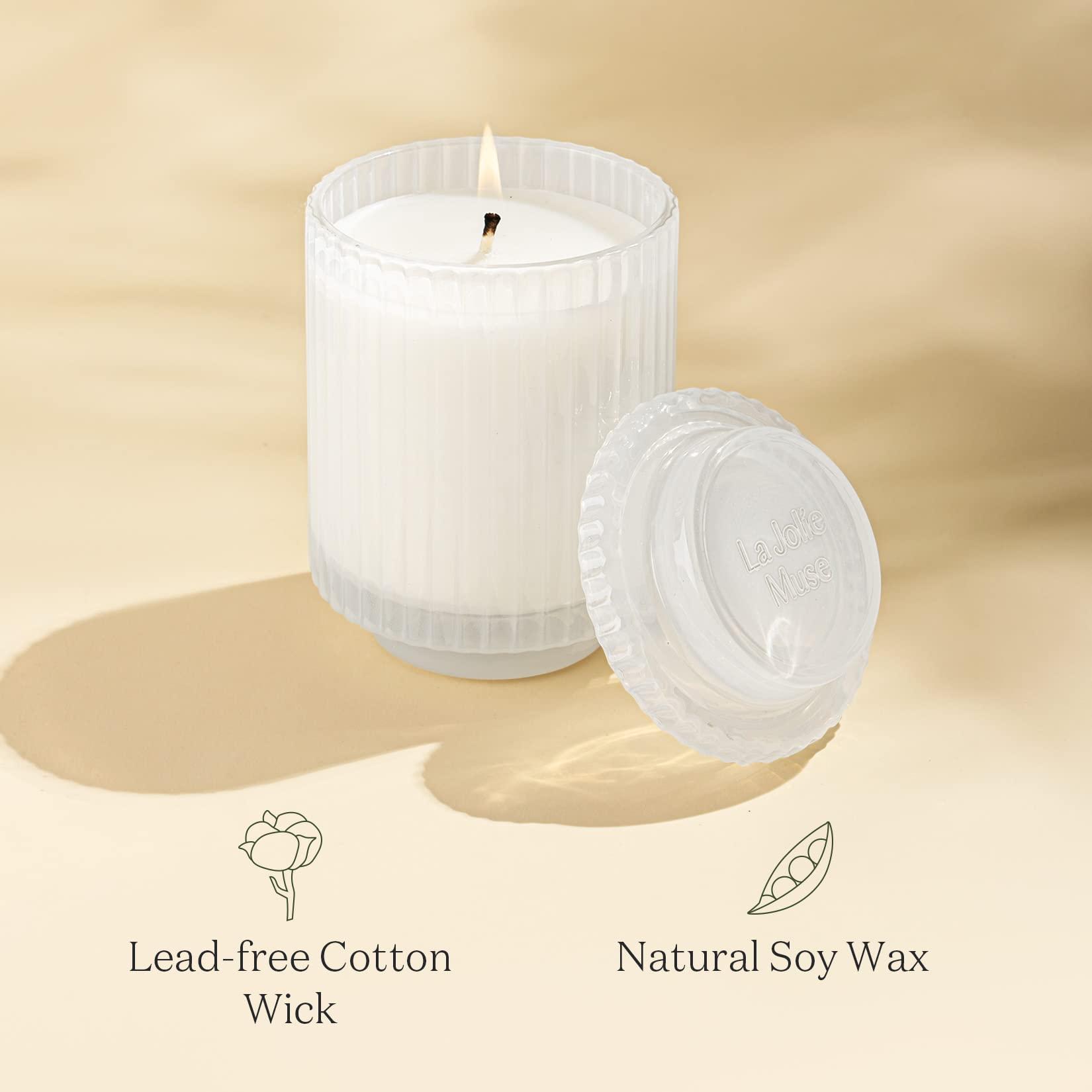 LA JOLIE MUSE Vanilla & Coconut Scented Candles, Candles Gifts for Women, Natural Soy Wax Candles for Home Scented, 80 Hours Long Burning, 12.3oz - Image 5