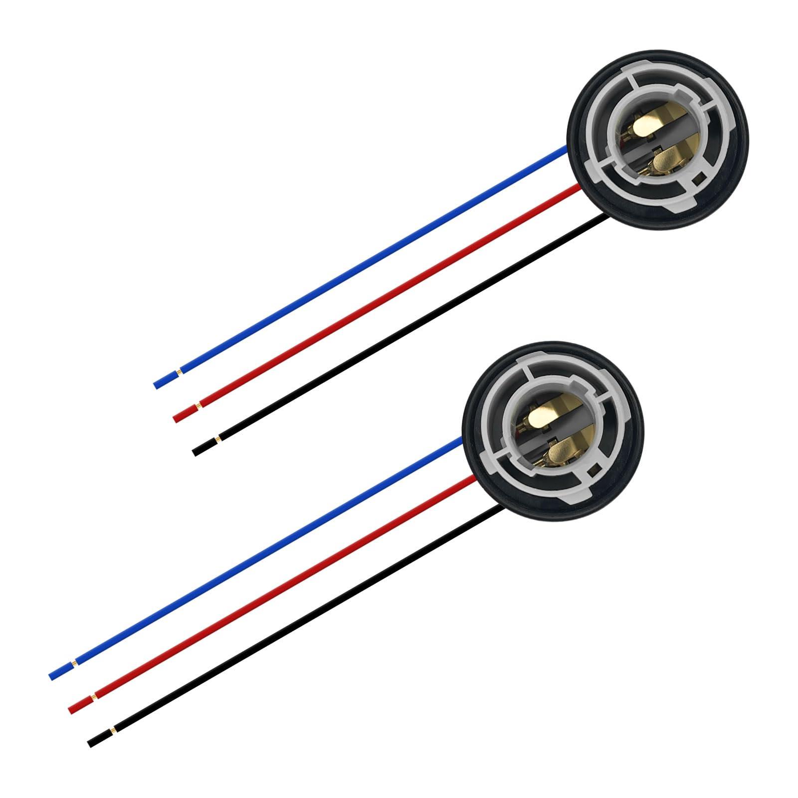 SamWinGear 2PCS 1157 Bulb Socket 2357 Brake Light Turn Signal Light Socket Holder Rear Tail Light Wiring Harness, LED Bulb Plug Base Plug Connector Socket 2057 7528 BAY15D for Cars, Trucks, SUVs