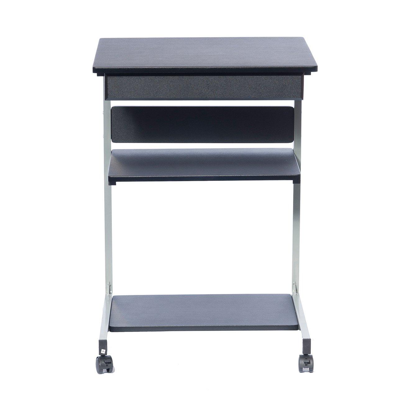 Techni Mobili, Portable Computer Desk, Workstation, Stand with Printer Shelf, Rolling Laptop Cart with Storage, Black Graphite - Image 7