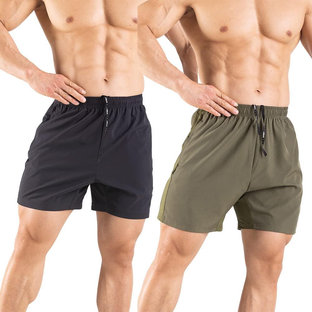 Gaglg Men's 5" Running Shorts 2 Pack Quick Dry Athletic Workout Gym Shorts with Zipper Pockets - Image 2