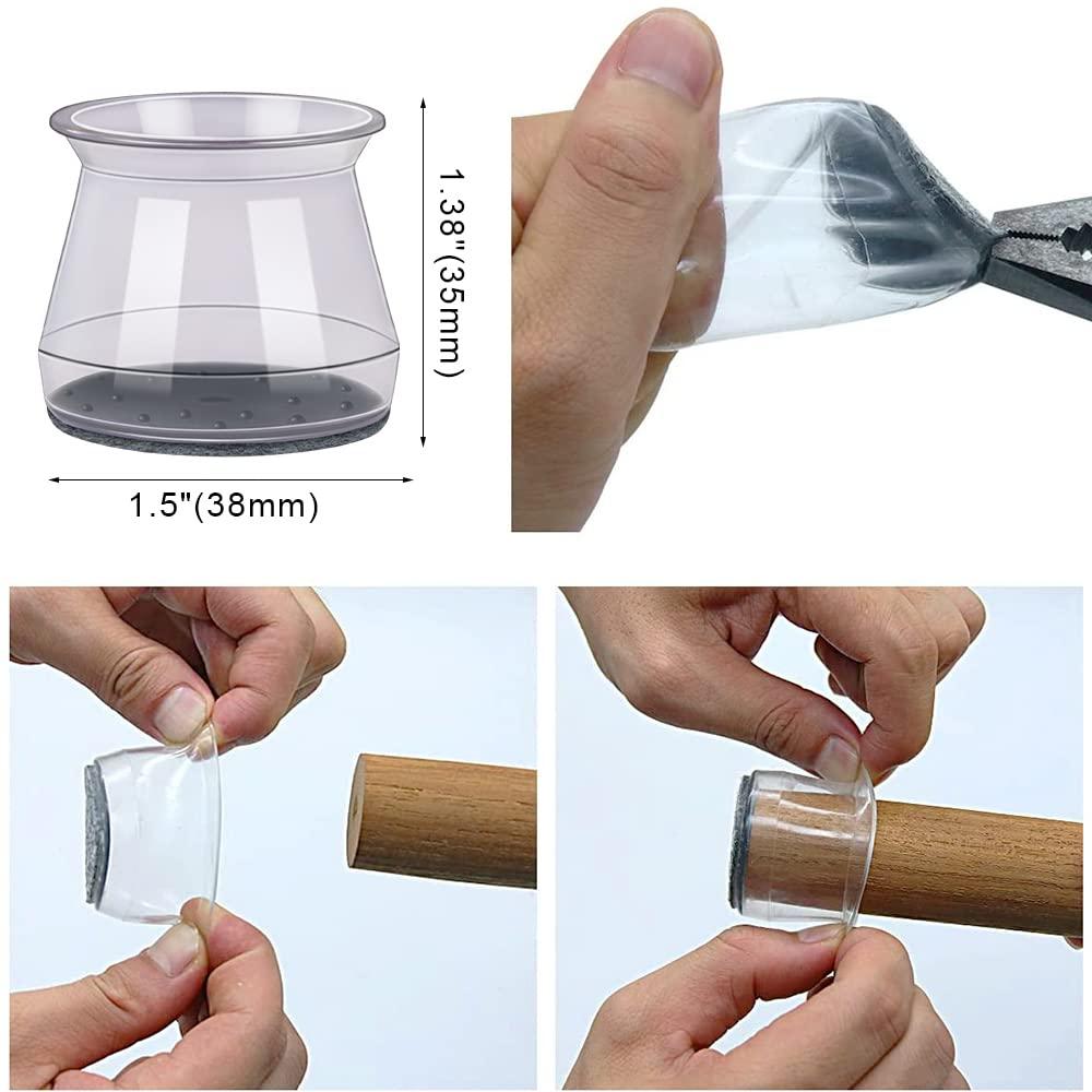 BUMACO 40Pcs Chair Leg Floor Protectors Chair Leg Protectors for Hardwood Floors Silicone Pads Covers to Protect Floors (Universal L Clear Fit 1-5/16"~2") - Image 2