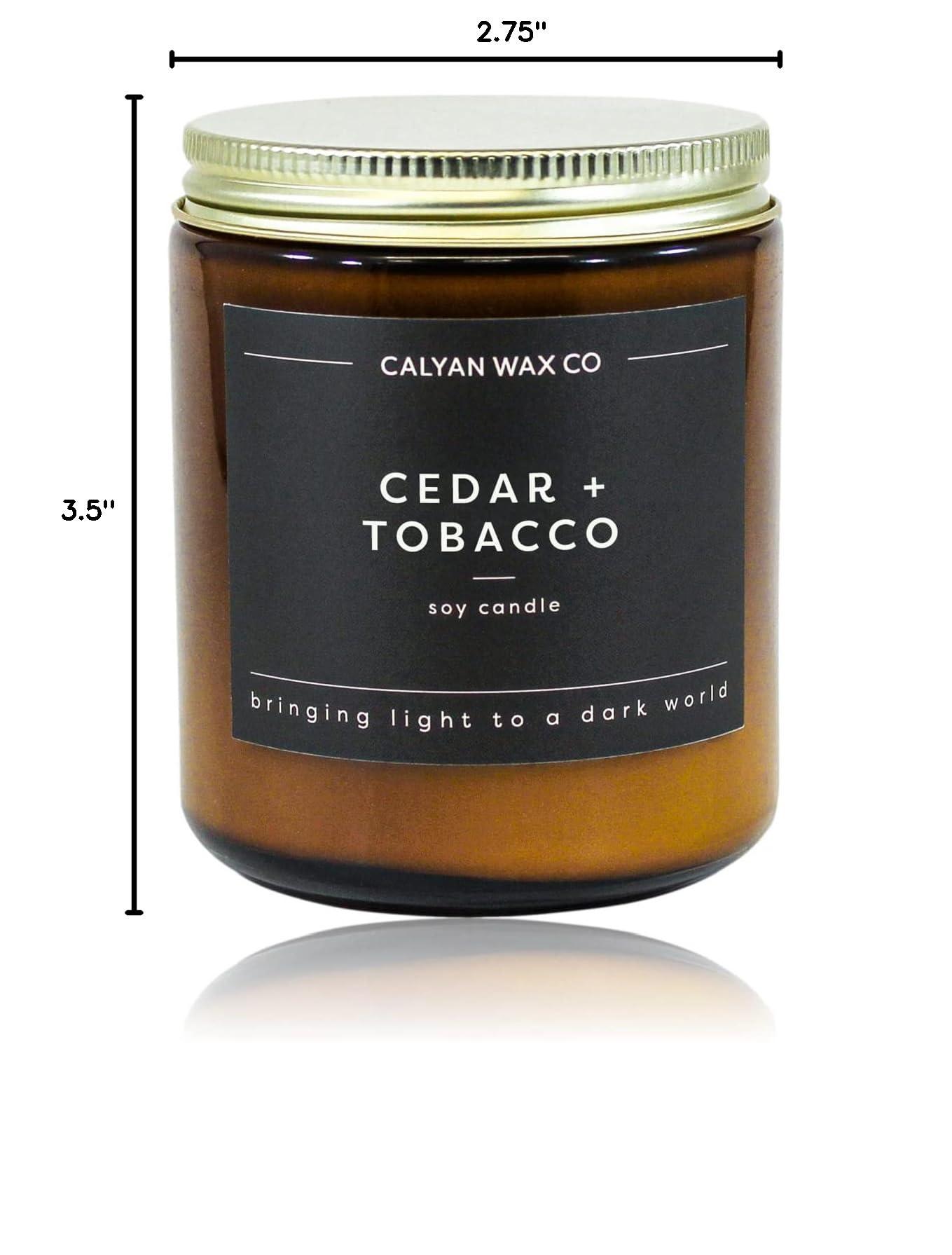 Calyan Wax Co. Soy Wax Candle, Cedar + Tobacco Scented Candle, 57 Hour Burn Time, Aromatherapy Soy Candles, Non Toxic & Vegan Soy Wax, Amber Glass Jar Scented Candles, 7.2oz - Image 10