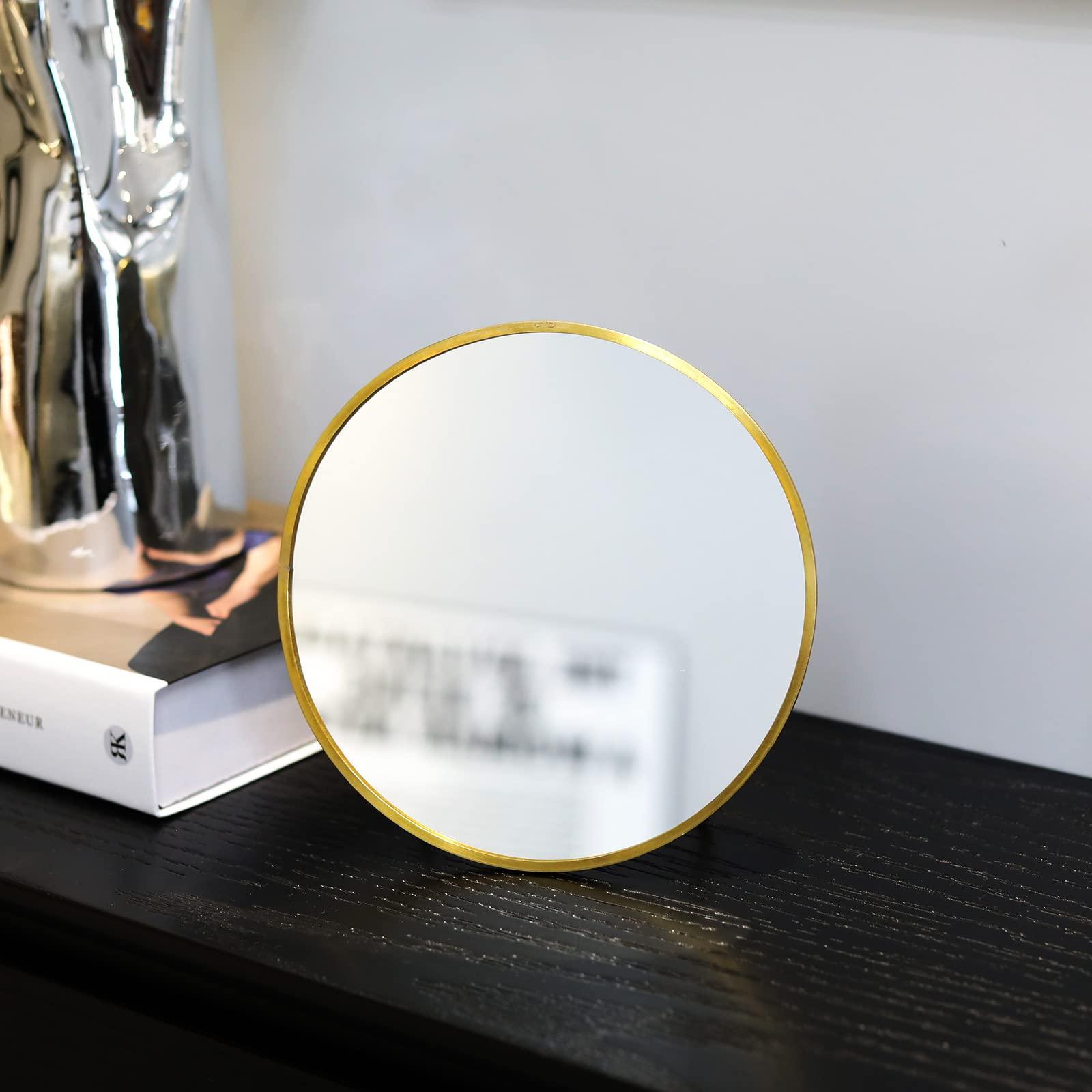 LONGSHENG - SINCE 2001 - Gold Vanity Makeup Mirror Table Desk Countertop Mirror Bathroom Shaving Make Up Mirror Home Decor-Round - Image 4