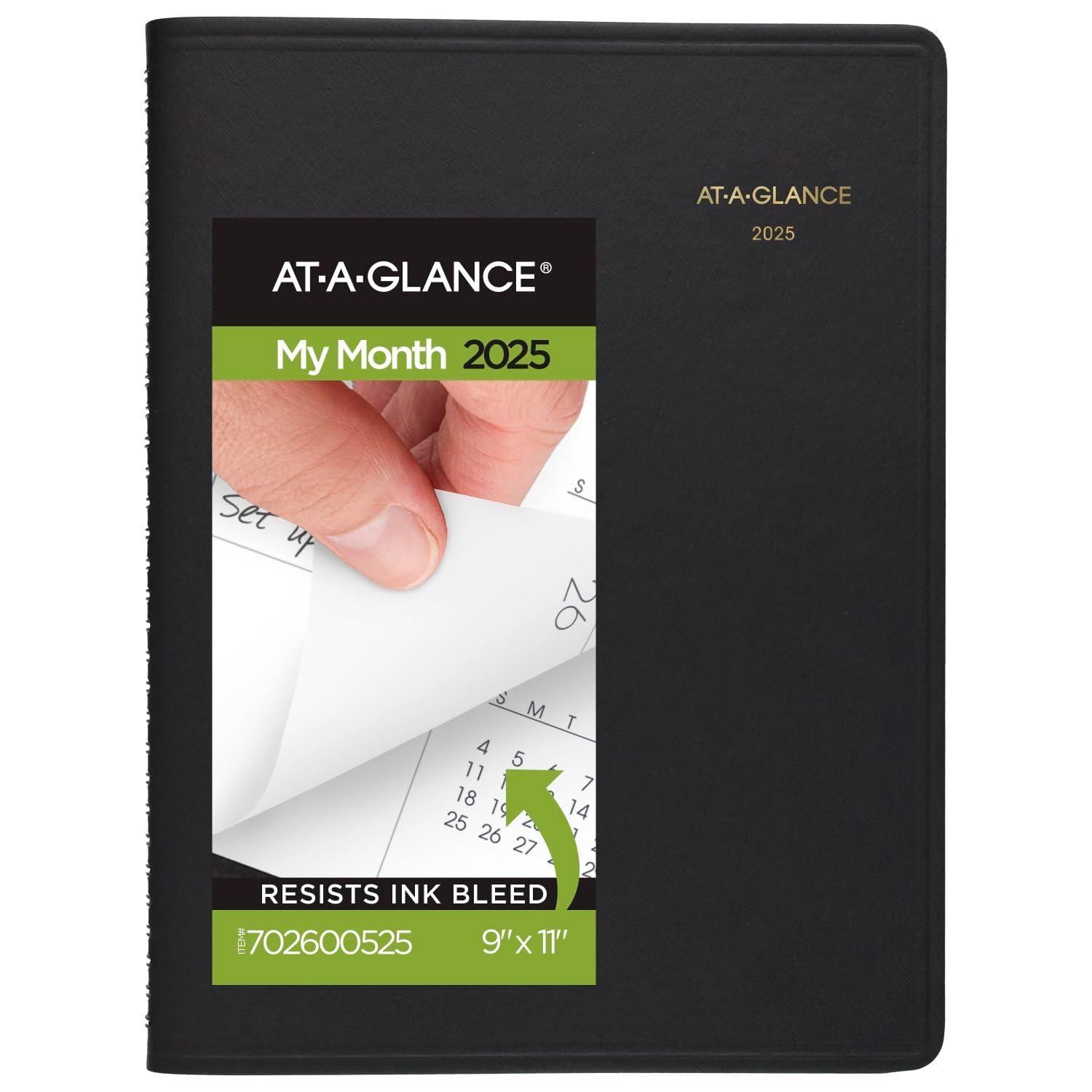 AT-A-GLANCE 2025 Planner, Monthly, 15-Month, 9" x 11", Large, Black (702600525) - Image 1