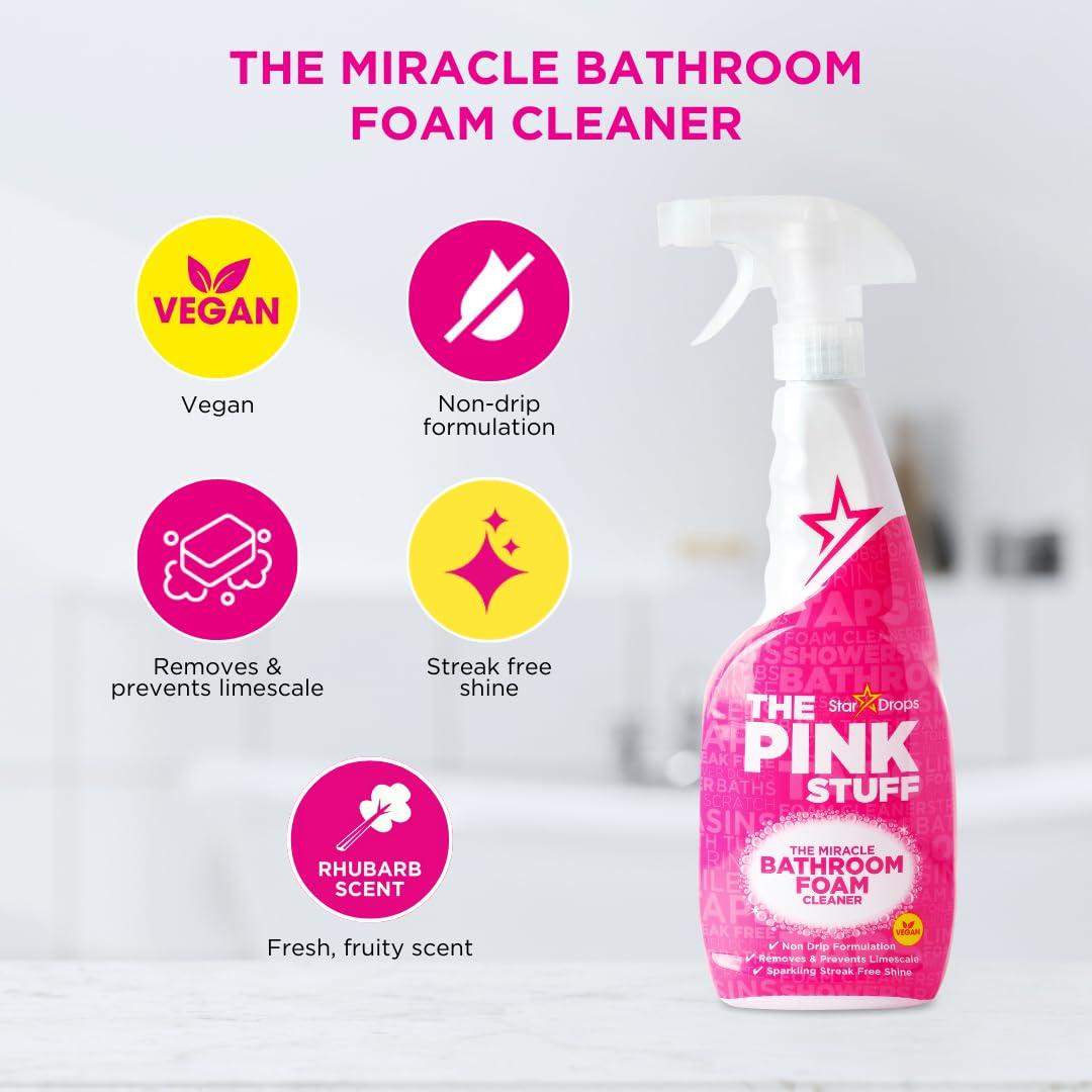 Stardrops - The Pink Stuff - The Miracle Cleaning Paste, Multi-Purpose Spray, Bathroom Foam Spray, Window & Glass Cleaner, and Cream Cleaner Bundle - Image 4