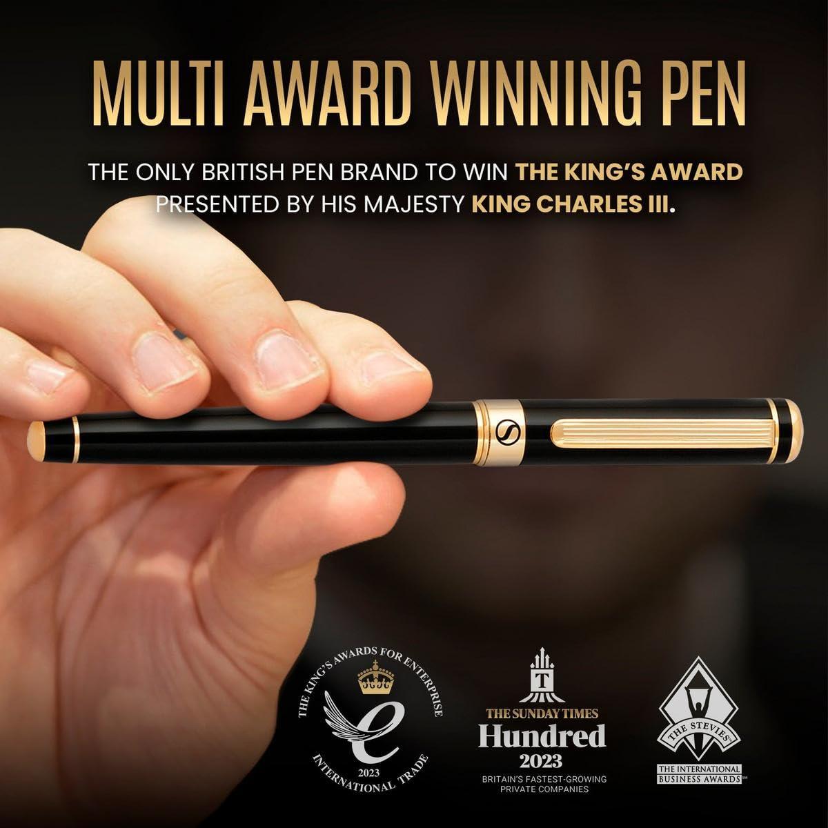 Scriveiner Black Lacquer Rollerball Pen - Stunning Luxury Pen, Real Gold Plating, Schmidt Ink Refill, Best Roller Ball Gift Set for Men & Women, Professional, Executive Office, Nice Pens - Image 9