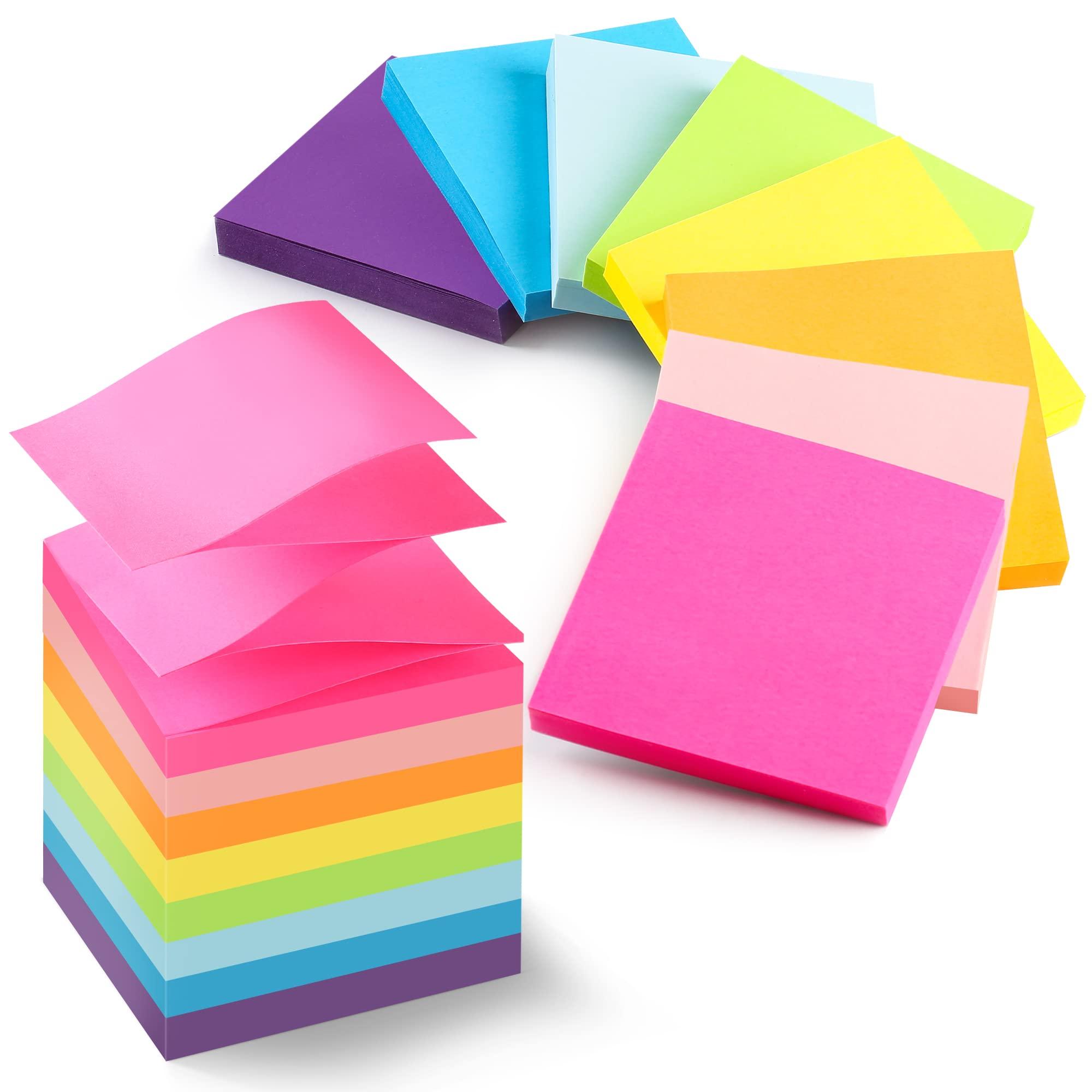 (8 Pads) Pop-up Sticky Notes 3x3 Inches, 8 Bright Colors Super Sticky Notes, Clean Removal, Recyclable, 84 Sheets/pad - Image 1