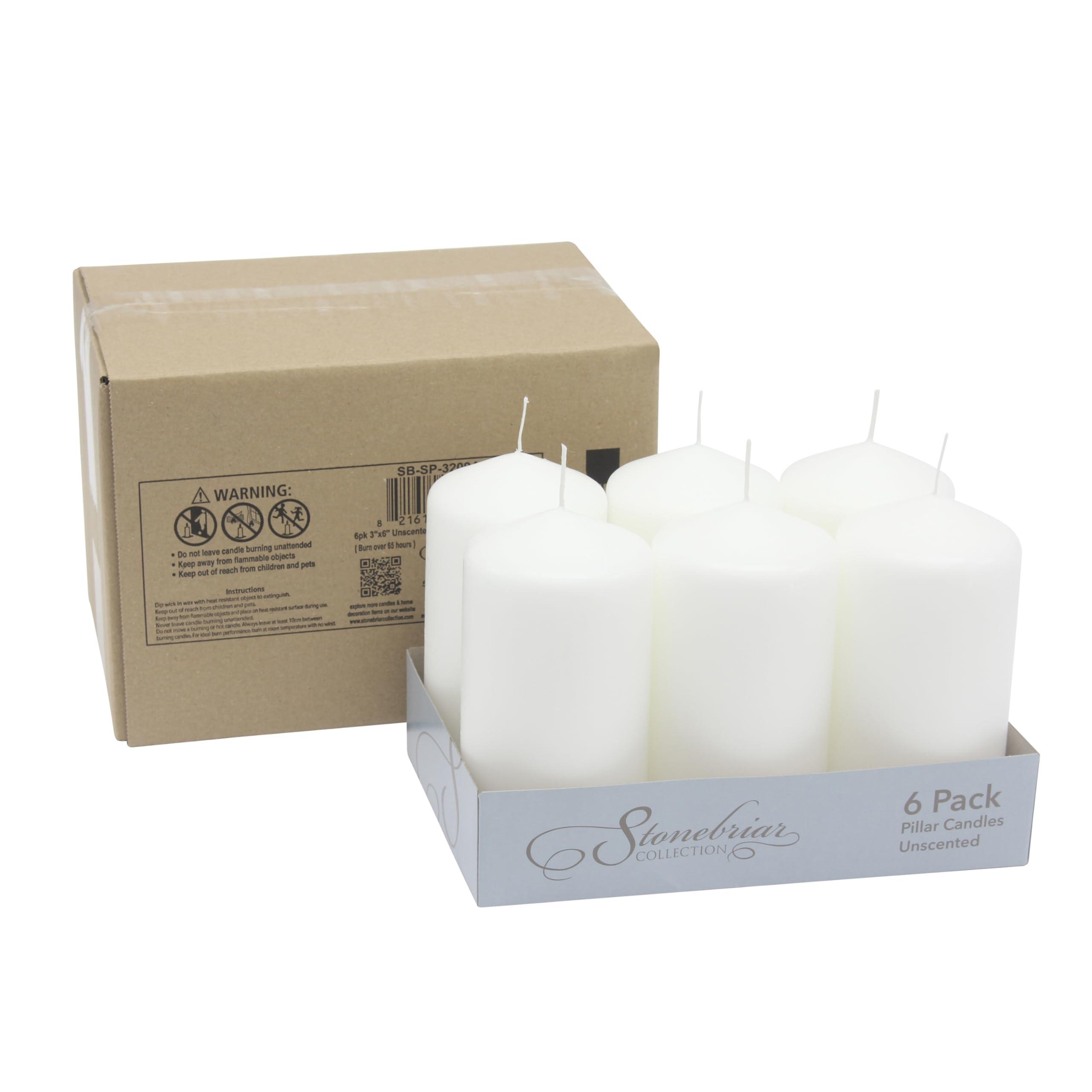Stonebriar Unscented White Tall Pillar Candles, 65 Hour Burning Candle Pillars, Perfect for Decor, Weddings, Emergencies 3" X 6", 6 count - Image 2
