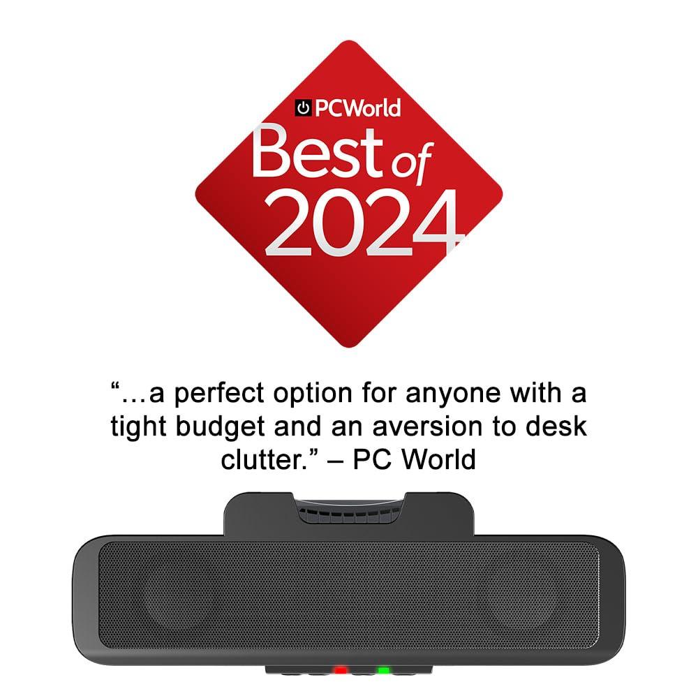Cyber Acoustics USB Speaker Bar (CA-2890) – Stereo USB Powered Speaker, Easily Clamps to Monitor, Convenient Controls - Image 2