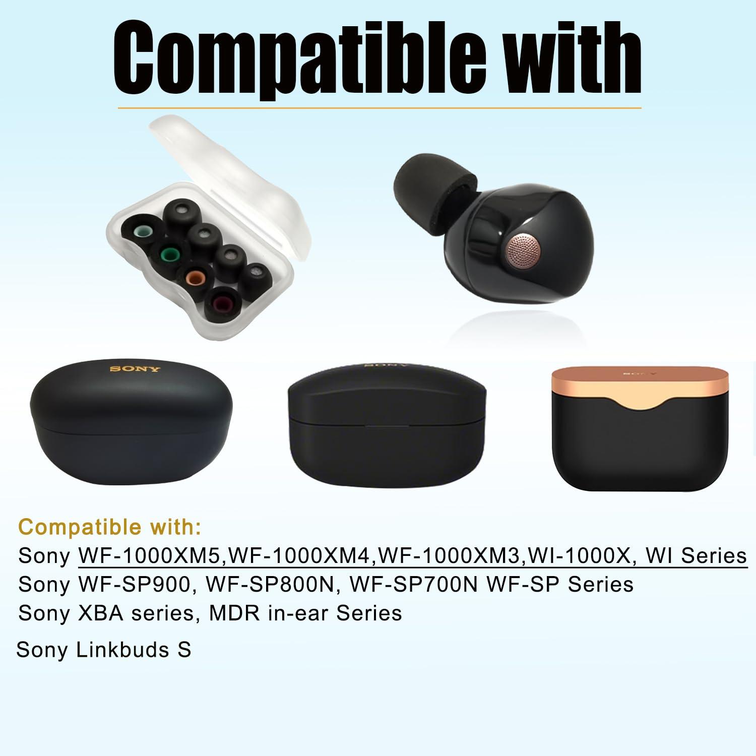 Memory Foam Ear Tips for Sony WF-1000XM5 Filter Screen Earbuds Tips for WF-1000XM5 WF-1000XM4 fit Charging Case, 4 Pairs Black - Image 6