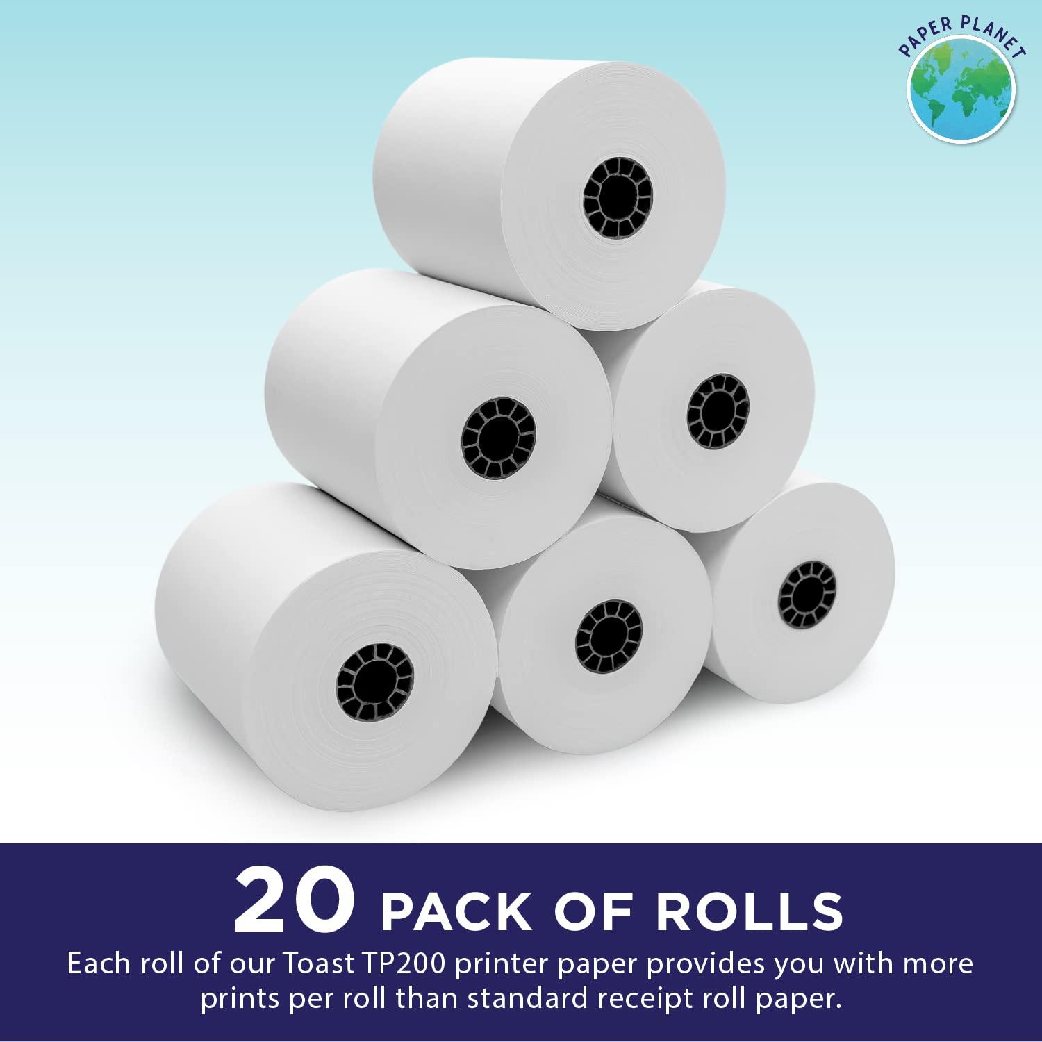 Thermal Paper for Toast TP200 Printer by Paper Planet | Credit Card Receipt Paper Rolls Compatible with Toast POS TP200 | 20 Rolls - Image 2