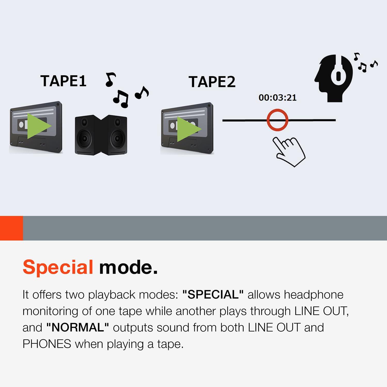 Tascam 202MKVII Double Cassette Deck Recorder with USB Port, Dual Cassette Deck - Image 4