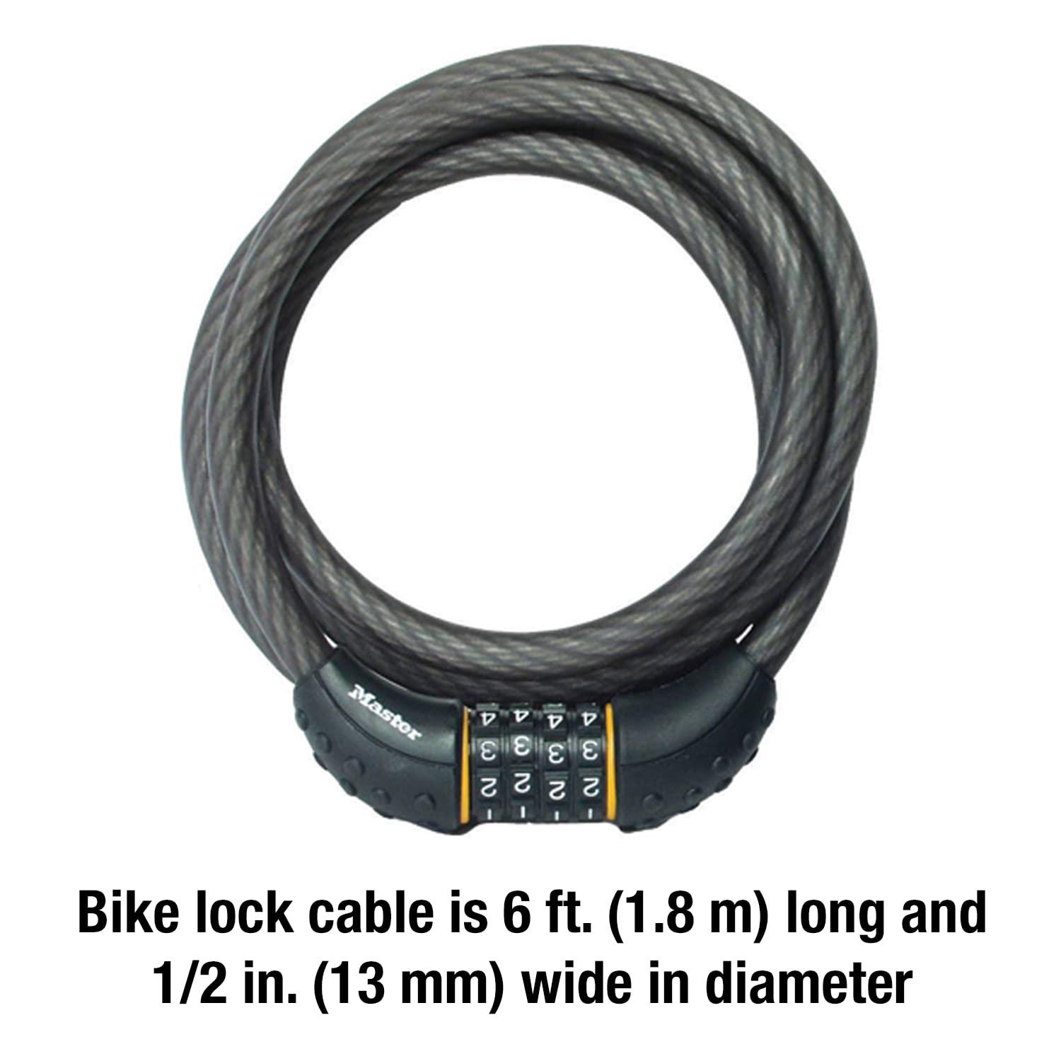 Master Lock Cable Lock, Set Your Own Combination Bike Lock, 6 ft. Long, Black, 8122D - Image 6