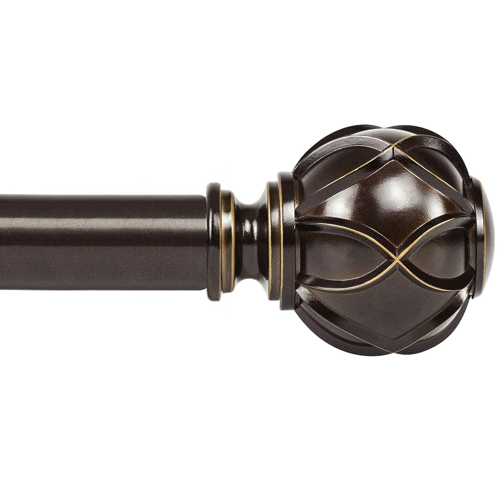 KAMANINA Curtain Rods for Windows 72 to 144 Inches (6-12ft) Long Heavy Duty Curtain Rod, 7/8 Inch Adjustable Decorative Drapery Rods with Netted Texture Finials, Bronze - Image 1