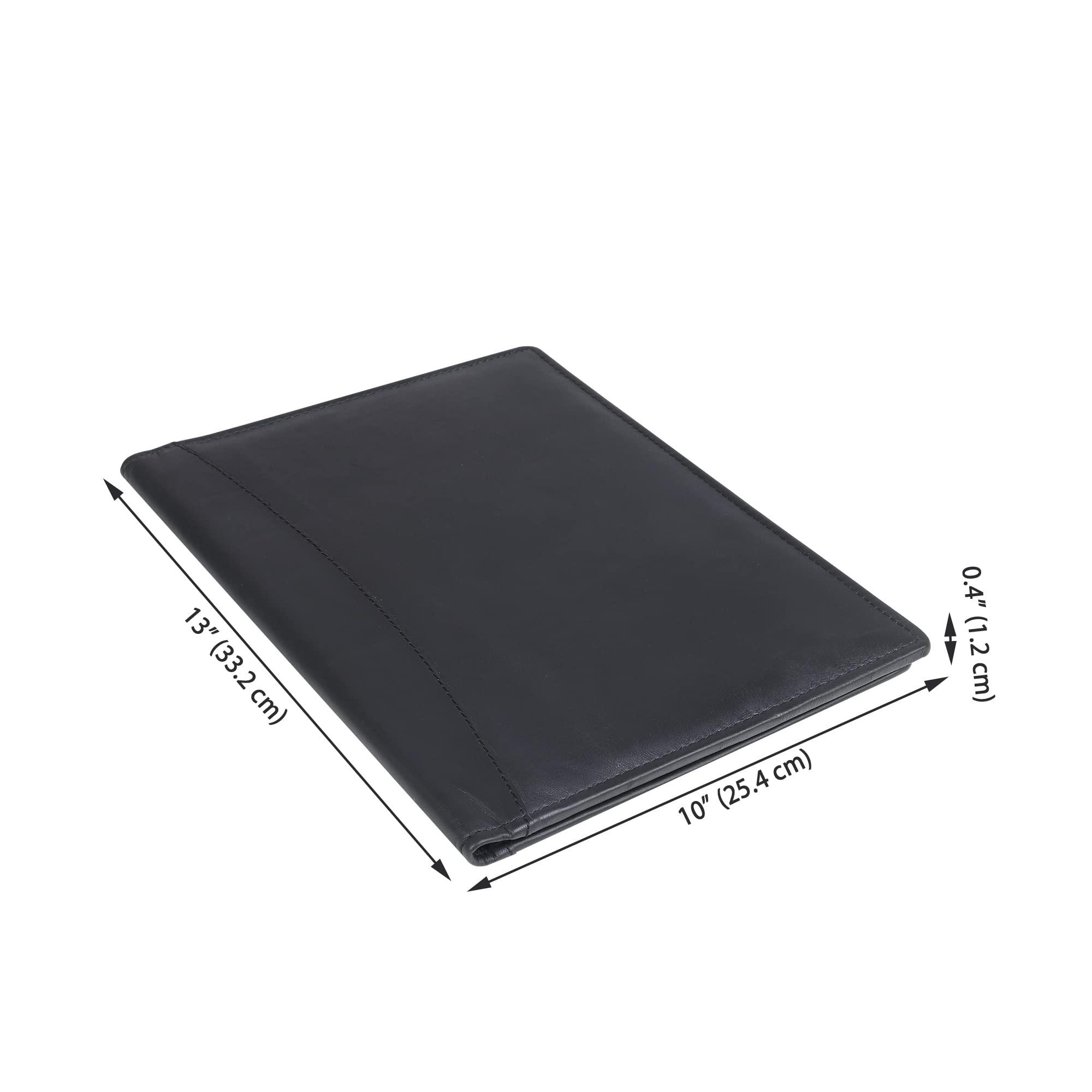 Succor Genuine Leather Portfolio – A4 Business Padfolio & Document Holder, Professional Leather Binder Organizer for Men & Women, Resume Folder, 13x10 Inch – Black - Image 3