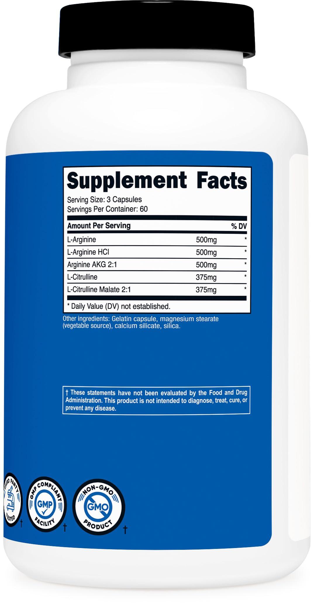 Nutricost Nitric Oxide Booster 2250mg, 180 Capsules - 750mg Per Casule, 60 Servings - Gluten Free and Non-GMO - Image 5